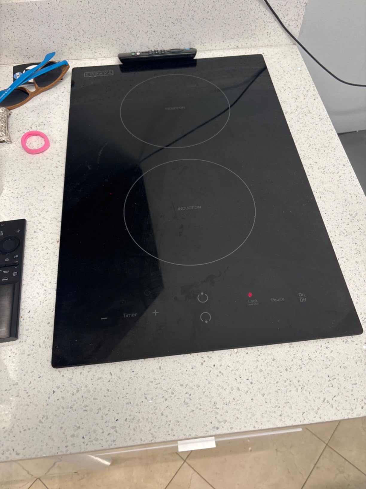 Empava 36 Inch Built-In Electric Induction Cooktop, 5 Zone Smooth Glass Surface, Touch Sensor Panel, Power Boost, Timer Control, Child Lock Feature, Hardwired Kitchen Appliance - Customer Photo 2