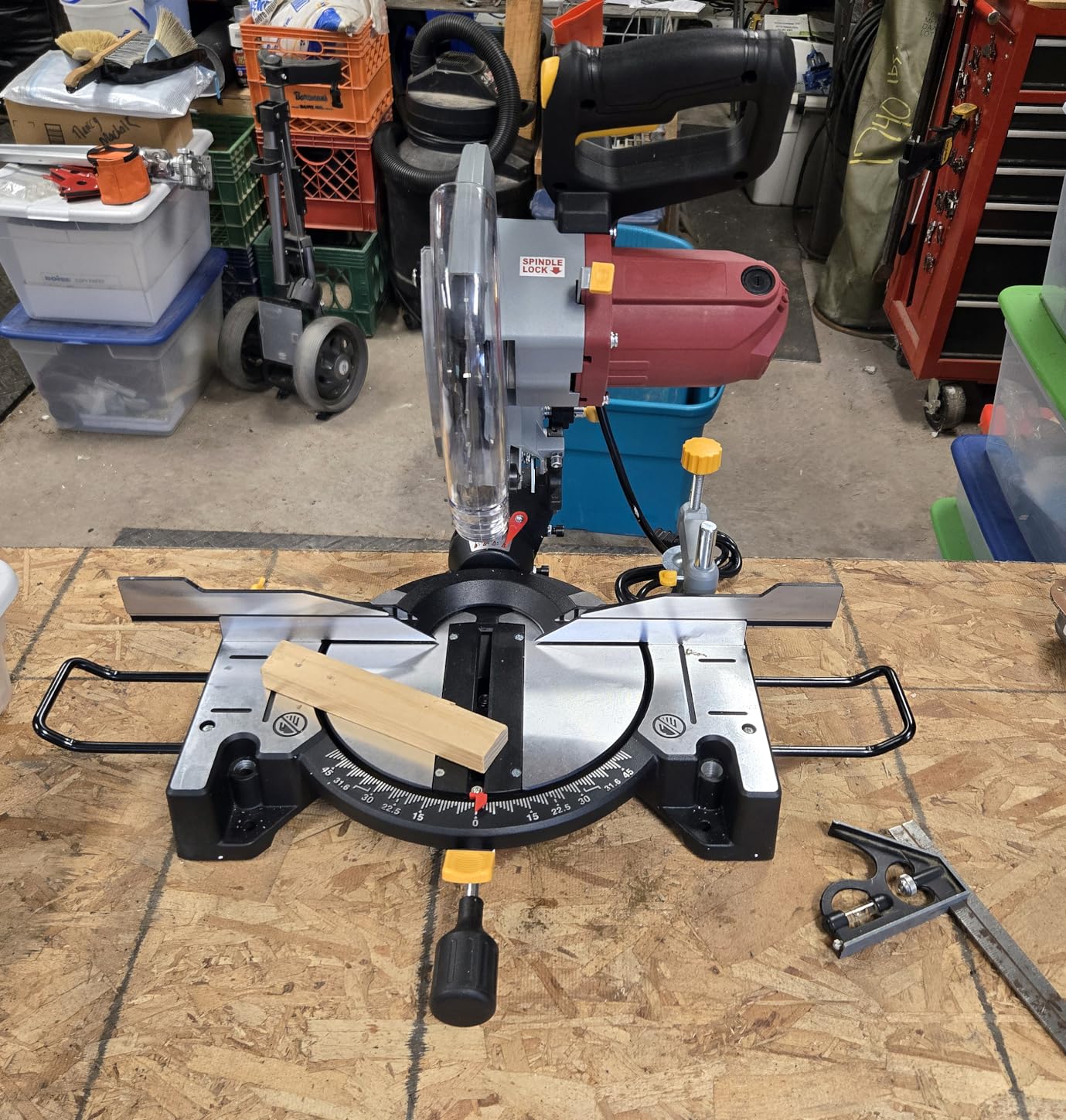 10-inch Compound Miter Saw, 5000RPM, 15 Amp, Single Bevel 0-45° with Extension Table, 36T Blade, Power Saw for Metal, Plastic, Wood, Laminates Customer Review 10-inch Compound Miter Saw, 5000RPM, 15 Amp, Single Bevel 0-45° with Extension Table, 36T Blade, Power Saw for Metal, Plastic, Wood, Laminates - Customer Photo 4