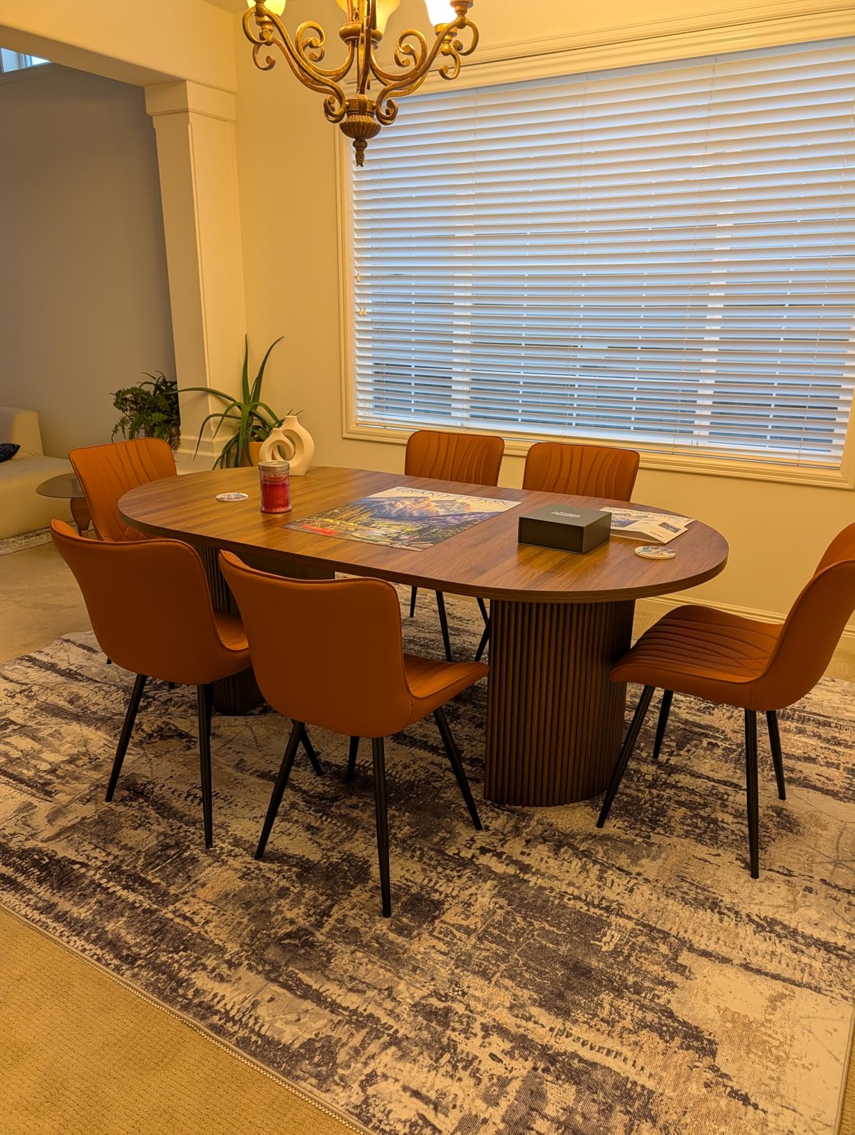 41 in-78 in Extendable Dining Room Table for 4-8, Round Expandable Kitchen Table with Fluted Base, Modern Farmhouse Oval Dinner Tables for Dining Room Kitchen Living Room (Natural) Customer Review 41 in-78 in Extendable Dining Room Table for 4-8, Round Expandable Kitchen Table with Fluted Base, Modern Farmhouse Oval Dinner Tables for Dining Room Kitchen Living Room (Natural) - Customer Photo 2