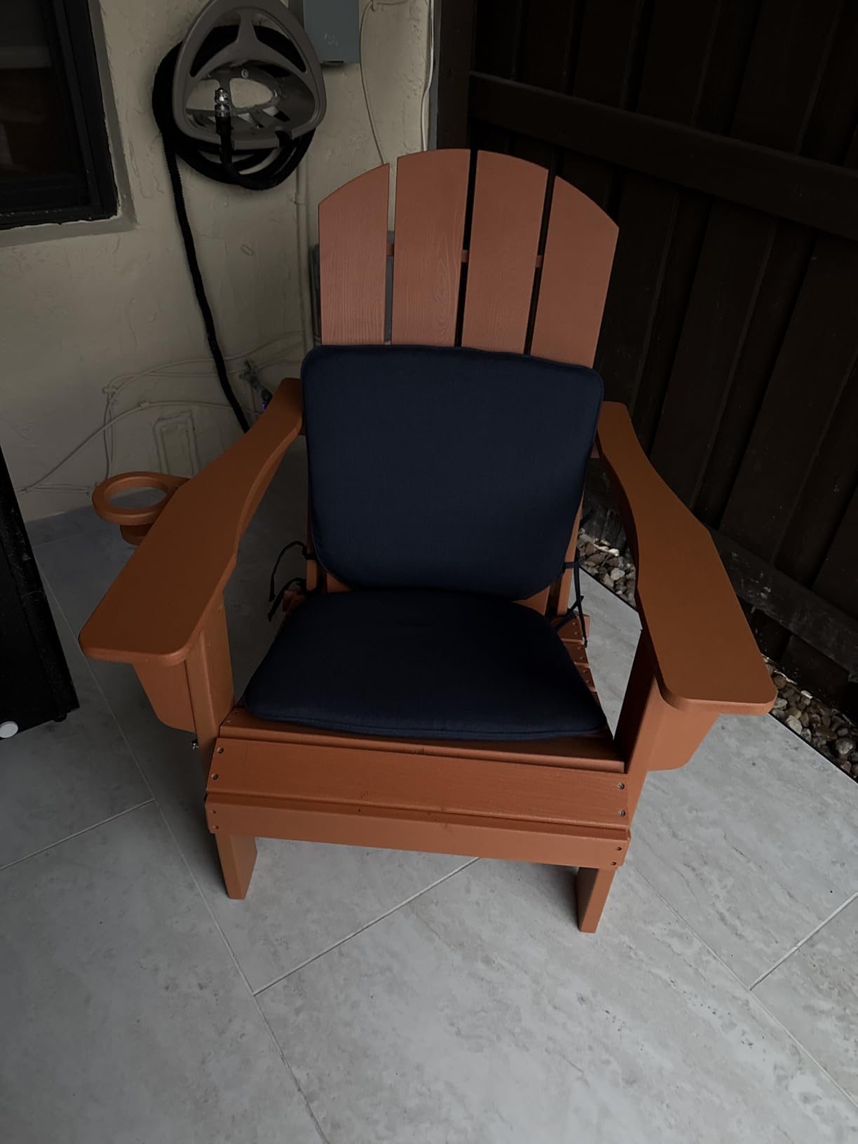 KINGYES Folding Adirondack Chair with Dual Cup Holders - HDPE All-Weather Outdoor Chairs, Wood-Like Patio Chair for Backyard - Customer Photo 1