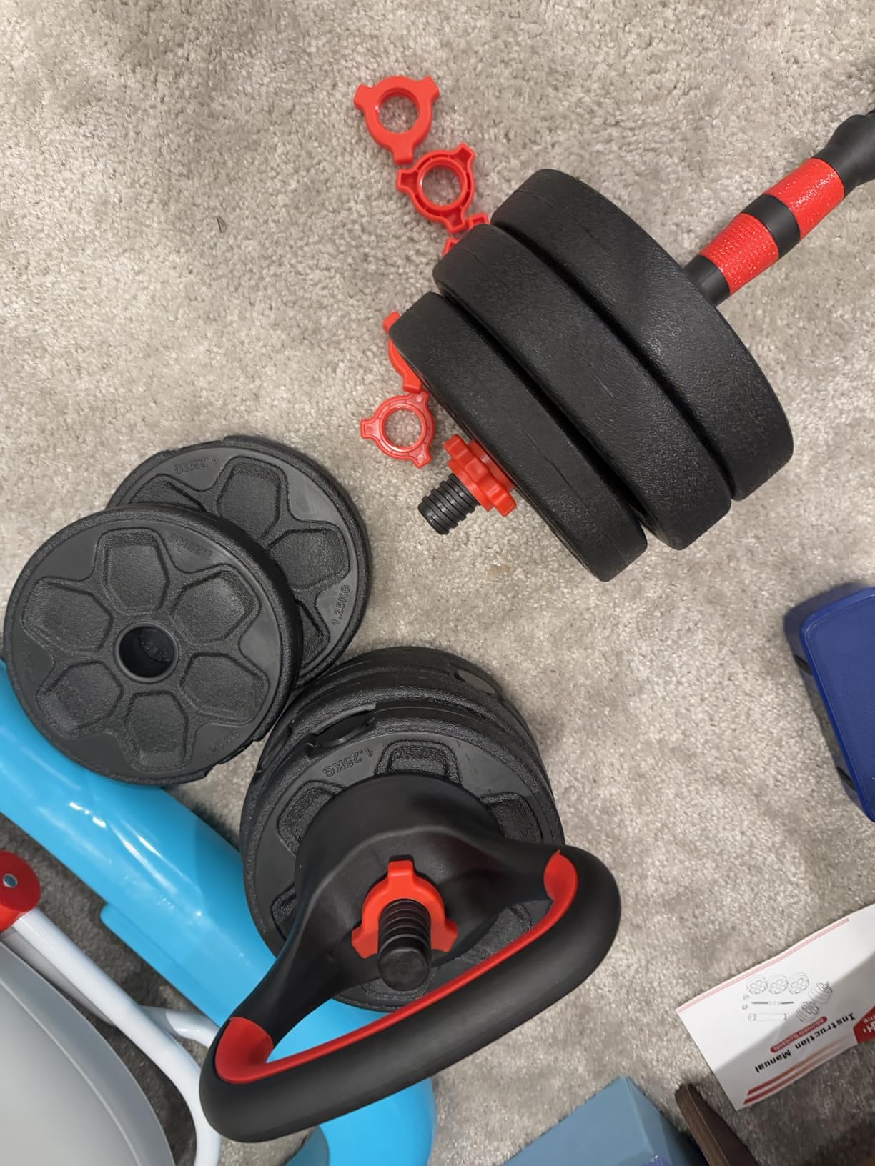 Adjustable Dumbbell Set, 20/33/45/70/90lbs Free Weight Set with Connector, 4 in1 Dumbbells Set Used as Barbell, Kettlebells, Push up Stand, Weight Set for Home Gym Suitable Men/Women - Customer Photo 1