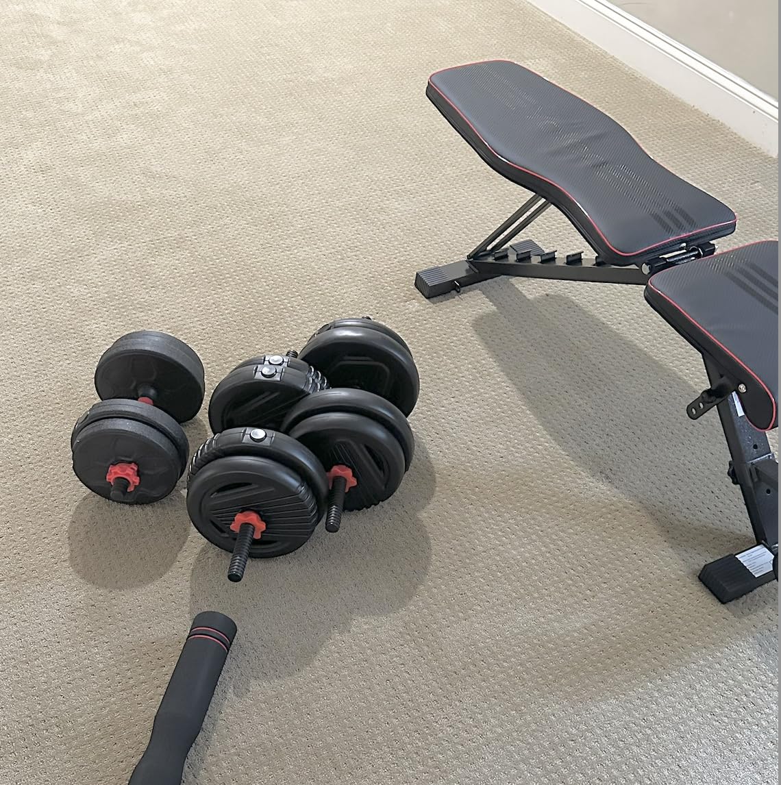 Adjustable Dumbbell Set, 20/33/45/70/90lbs Free Weight Set with Connector, 4 in1 Dumbbells Set Used as Barbell, Kettlebells, Push up Stand, Weight Set for Home Gym Suitable Men/Women - Customer Photo 2