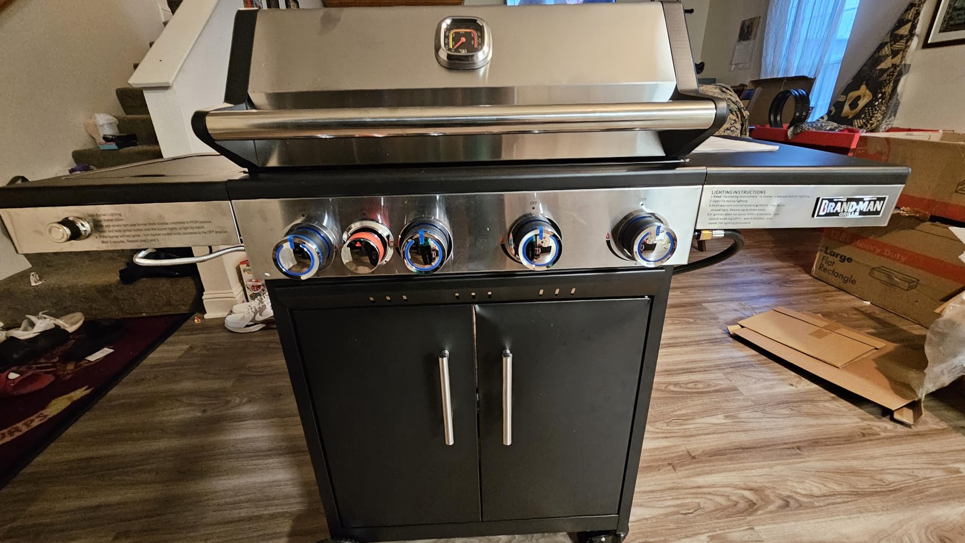 Brand-Man PRO 5-Burner Propane Gas Grill,14000 BTUs Searing Zone with Infrared-Mesh, Porcelain-Enameled Cast Iron Grates and Griddle, Side Burner and Natural Gas Convertible for Outdoor Barbecue Cooking - Customer Photo 5
