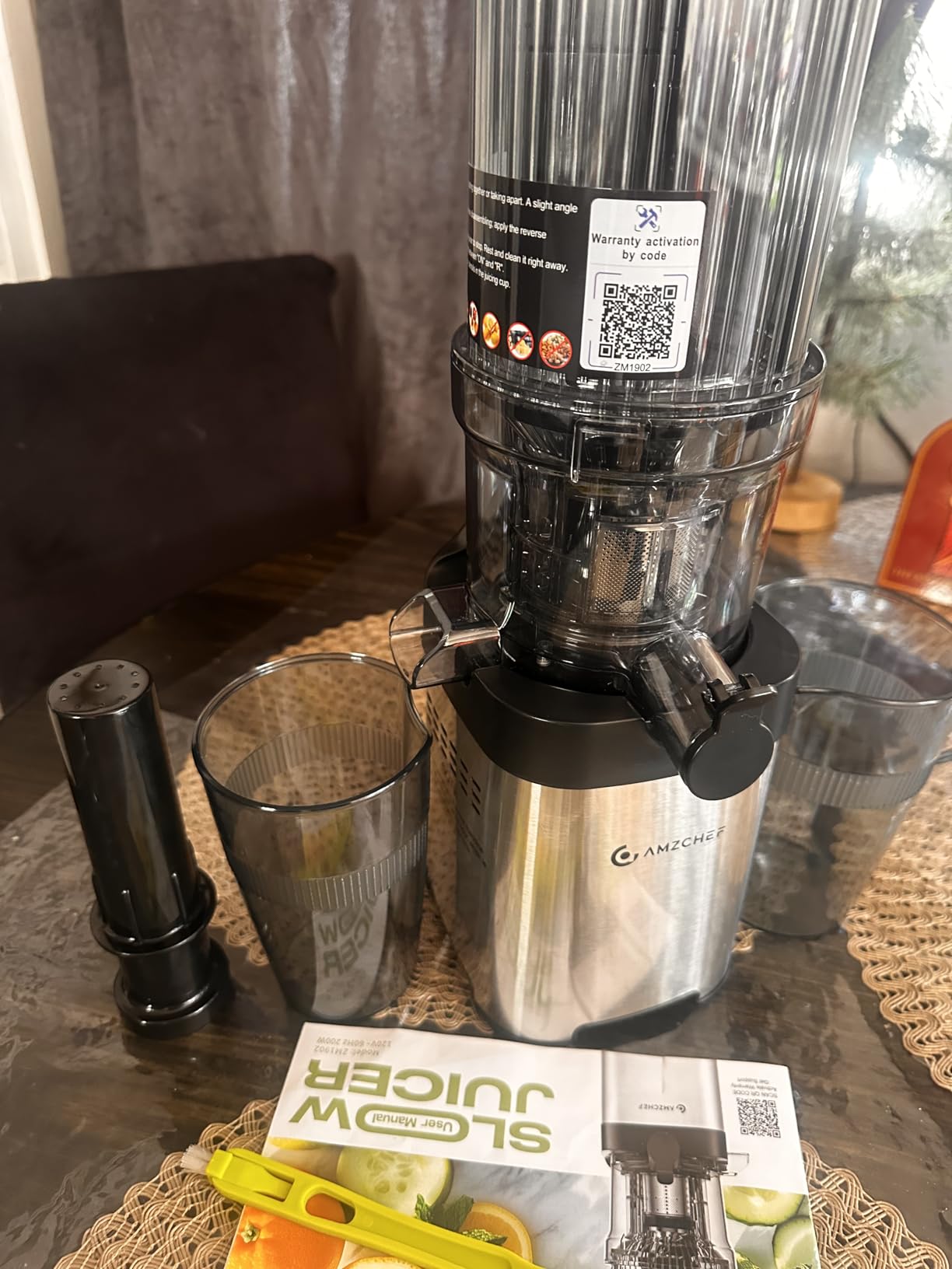 AMZCHEF Cold Press Juicer, Juicers Machines - Wide Mouth & Large Feed Chute for Whole Fruits & Vegetables, Stainless Steel Slow Masticating Juice Easy to Clean, Large Auger, Double Strainers Customer Review AMZCHEF Cold Press Juicer, Juicers Machines - Wide Mouth & Large Feed Chute for Whole Fruits & Vegetables, Stainless Steel Slow Masticating Juice Easy to Clean, Large Auger, Double Strainers - Customer Photo 2
