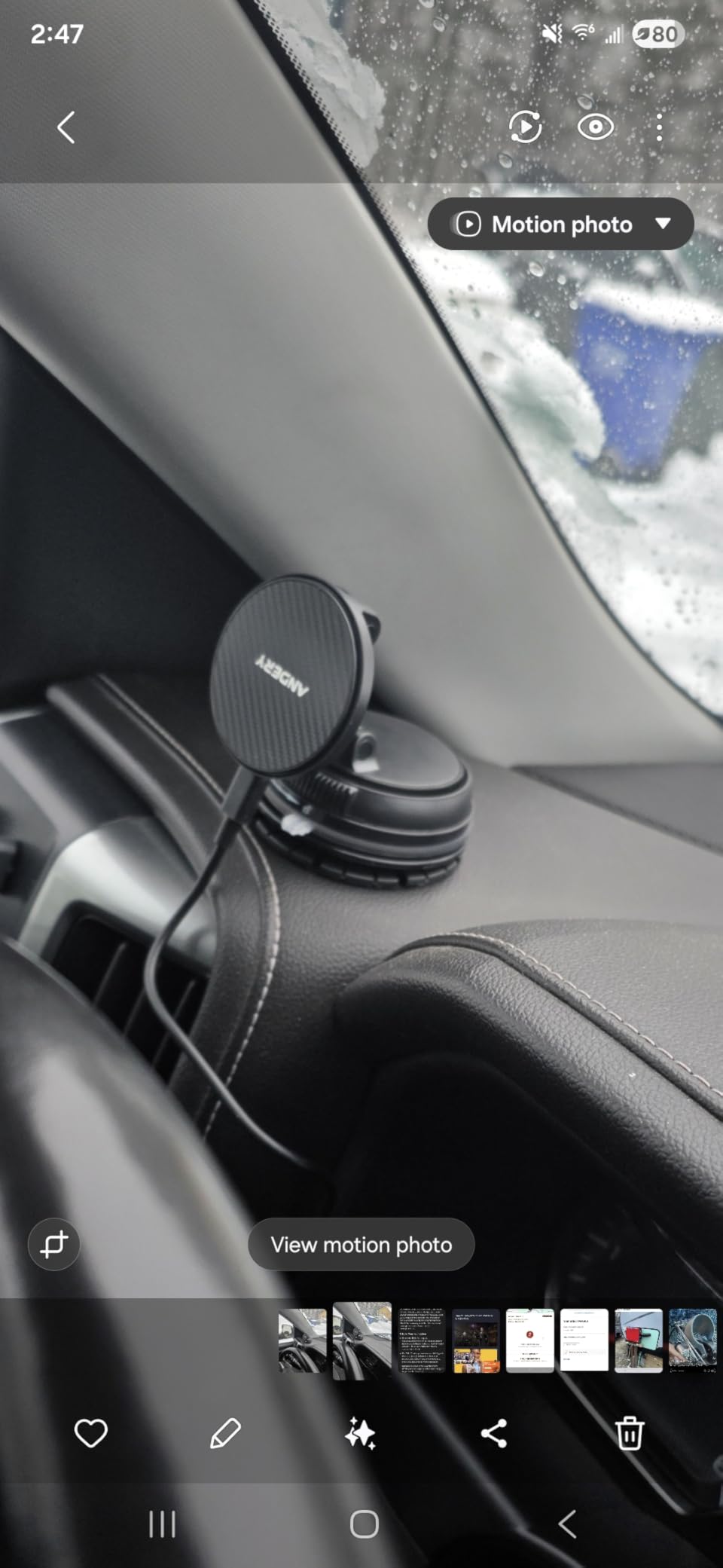 ANDERY Only for iPhone Magsafe Car Mount Charger [15W Wireless Faster Charging, 78+LBS Strongest Suction, 2400gf Strongest Magnetic] 360° Adjustable Car Phone Holder for All Smartphones & Cars customer photo 1