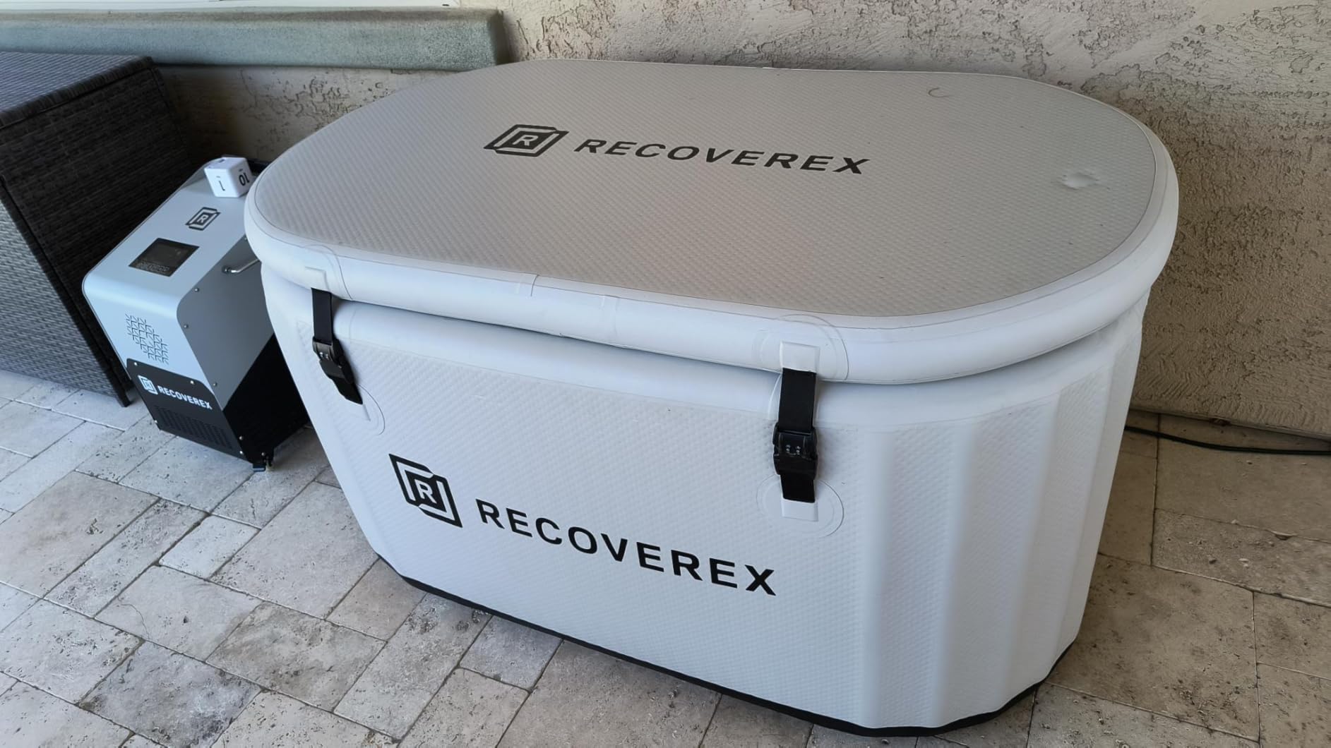 Recoverex Cold Plunge Tub, 88 Gallon, 0.8 Horsepower - Heavy-Duty Ice Bath Tub for Athletes, Portable Cold Plunge Chiller with Water Treatment Kit, Immersion Therapy, WiFi Control, Backpack & Wheels - Customer Photo 2