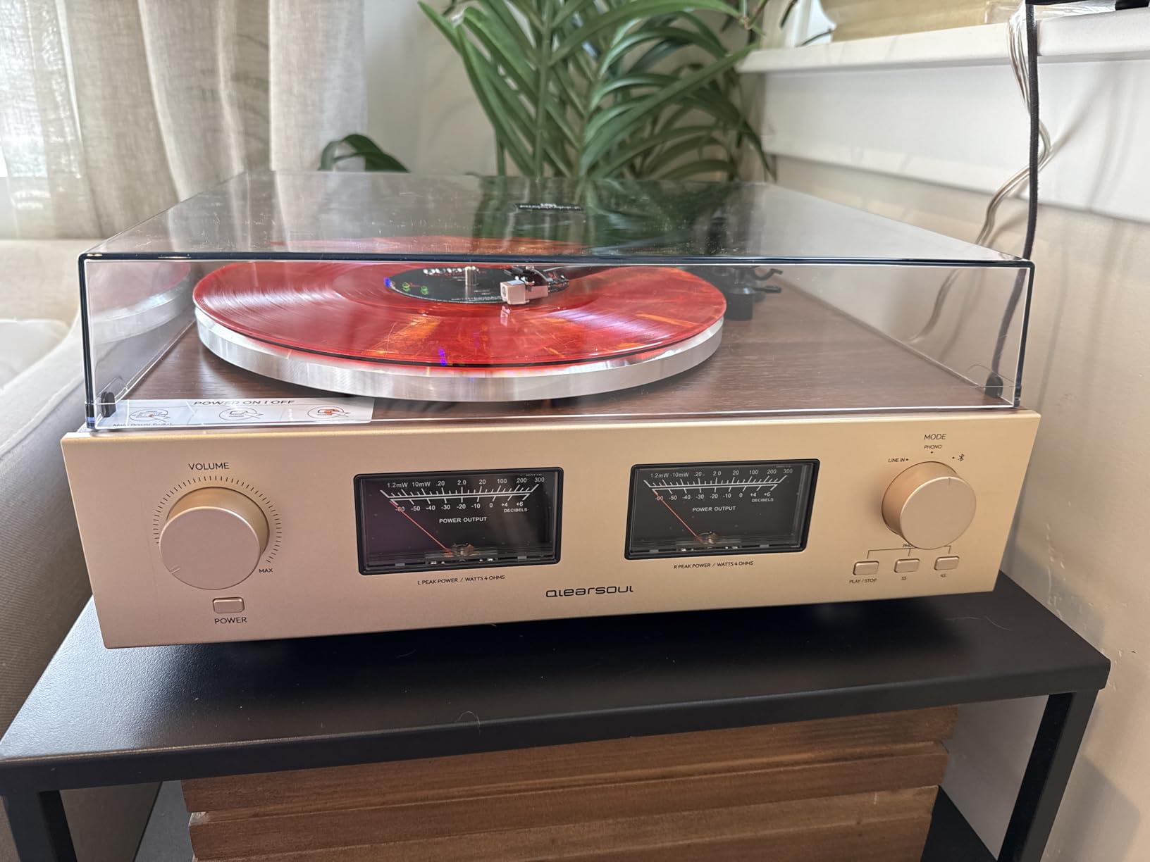 HiFire X Vinyl Record Player, Audiophile HiFi Turntables System with 100W Bookshelf Speakers,VU Meter, DSP Preamp, Support 33/45 RPM, RCA LINE in | Out - Customer Photo 1