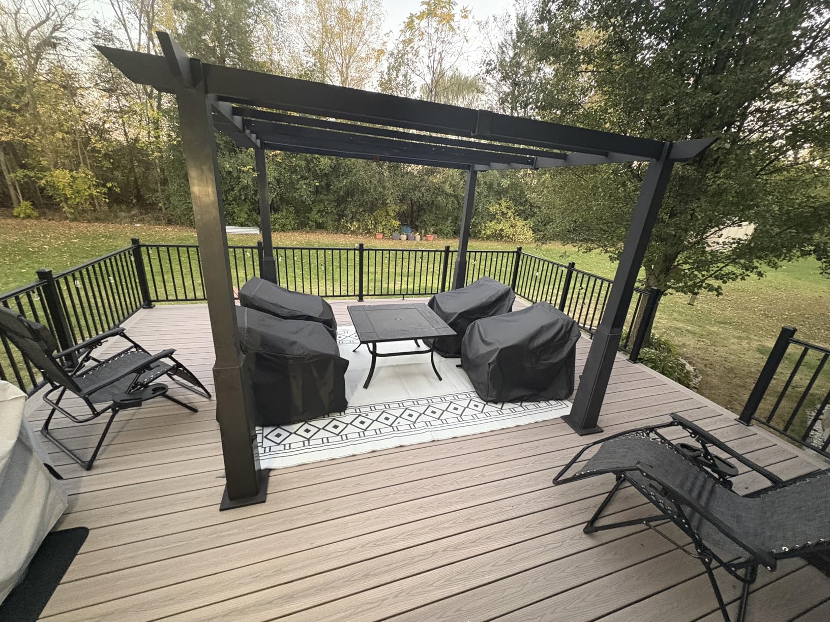 Egadis 36 in. H x 7 ft. W Porch and Deck Railing Kit, Aluminum Railing Kit, Black Textured AAMA 2604 Powder-Coat Finish Rail System for Outdoor Decks, Porches & Balconies (1 Post, 1 Panel) - Customer Photo 2