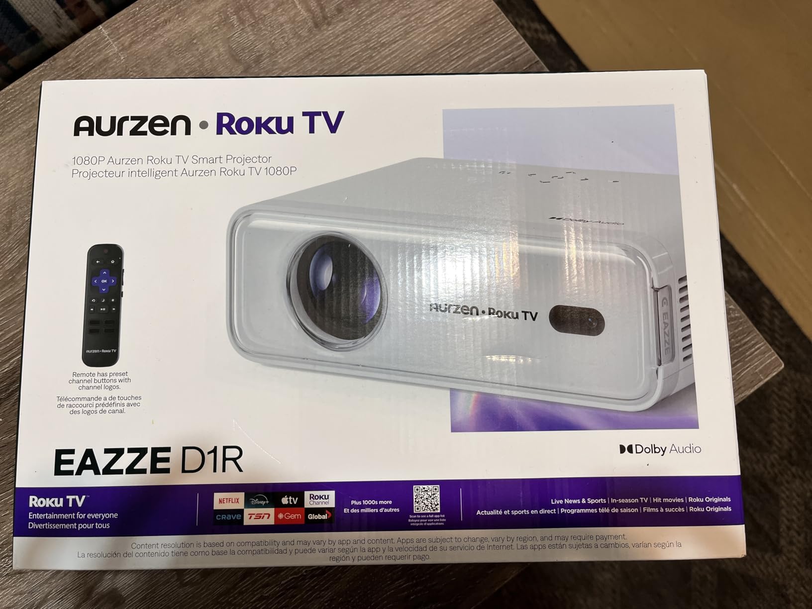 Aurzen Roku TV Smart Projector with Wifi and Bluetooth, Roku TV Built-in, 1080P FHD, Dolby Audio, Auto Focus & Keystone, Zoom, Movie Portable Outdoor Mini Projector customer photo 1