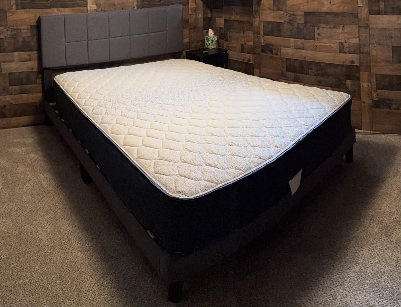 Pipishell Queen Bed Frame with 12 Thickened Legs&Fabric Upholstered Headboard,1300 lbs Strong Weight Capacity, Adjustable Headboard, No Box Spring Needed, Easy Assembly, Underbed Storage（Solid Wooden） - Customer Photo 1