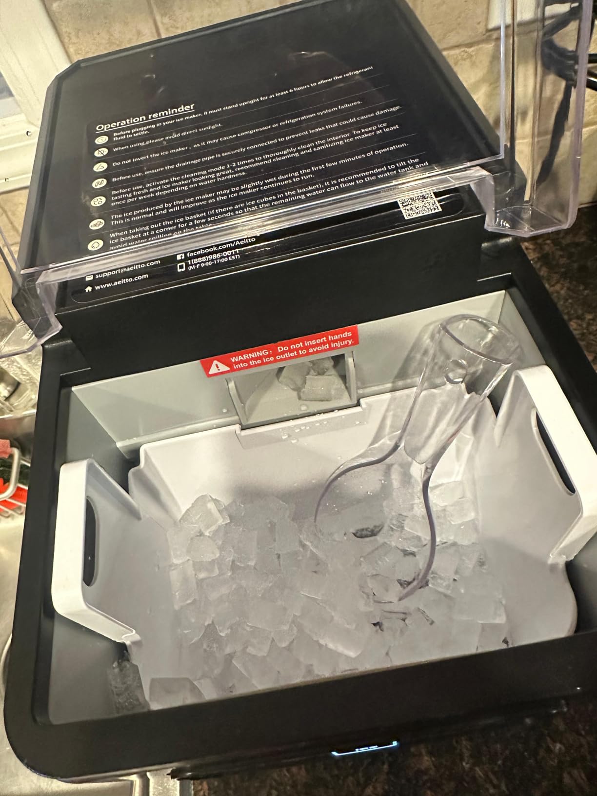 Aeitto Nugget Ice Maker Countertop, Pellet Ice Machine Soft Chewable Ice 40lbs/Day, One-Click Operation, Auto Self-Cleaning Crushed Ice Makers Stainless with Scoop for Home/Kitchen/Office (Black) Customer Review Aeitto Nugget Ice Maker Countertop, Pellet Ice Machine Soft Chewable Ice 40lbs/Day, One-Click Operation, Auto Self-Cleaning Crushed Ice Makers Stainless with Scoop for Home/Kitchen/Office (Black) - Customer Photo 1