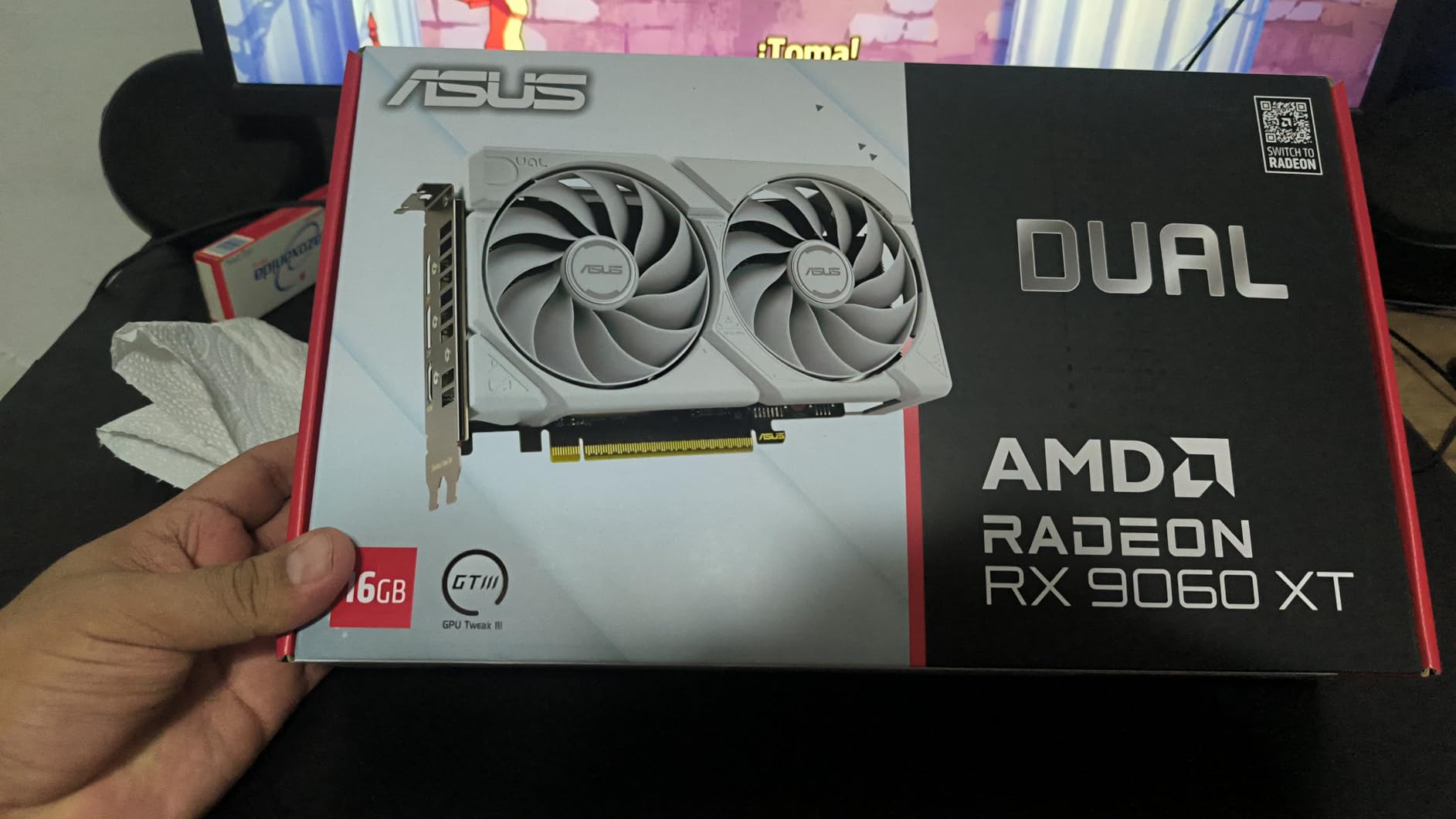 ASUS Dual Radeon RX 9060 XT 16GB GDDR6 Graphics Card (PCIe 5.0, HDMI 2.1b, DisplayPort 2.1a, 2.5-Slot Design, Axial-tech Fan Design, 0dB Technology, and More) customer photo 1