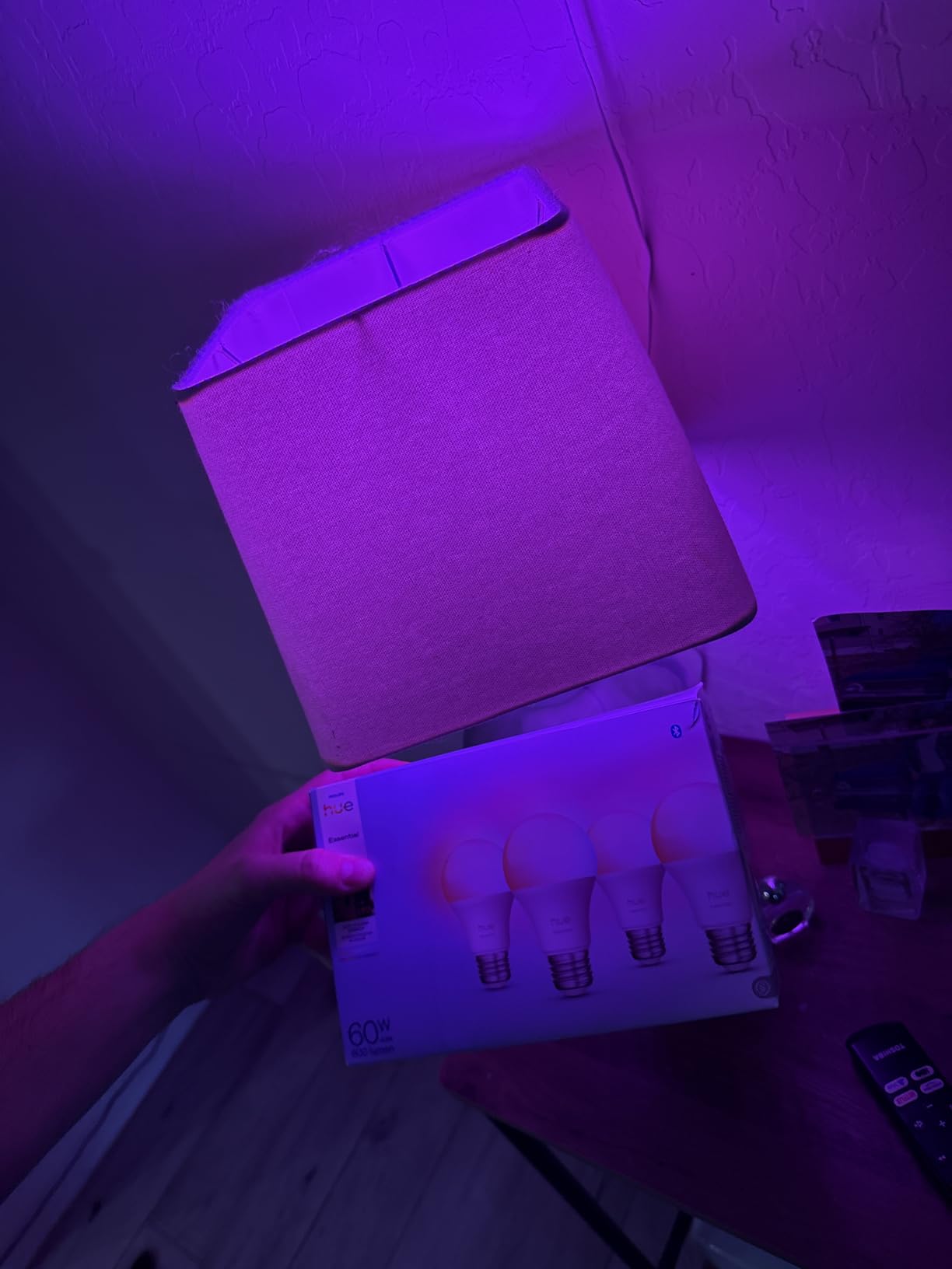 Philips Hue Essential Smart LED A19 Bulb, White and Color Ambiance, E26 Base, 8.8W, 2200K-6500K, 800 Lumens, Dimmable, Works with Alexa, Google, and Apple Home, 4-Pack Customer Review Philips Hue Essential Smart LED A19 Bulb, White and Color Ambiance, E26 Base, 8.8W, 2200K-6500K, 800 Lumens, Dimmable, Works with Alexa, Google, and Apple Home, 4-Pack - Customer Photo 2