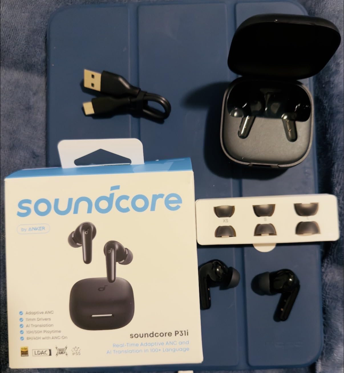 P31i by Anker, Real-Time Adaptive Noise Cancelling, Hi-Res Sound, Translation Earbuds, 50H Playtime, Wireless Earbuds, Bluetooth Earphones, Spatial Audio, Fast Charging, IP55 (Black) customer photo 2