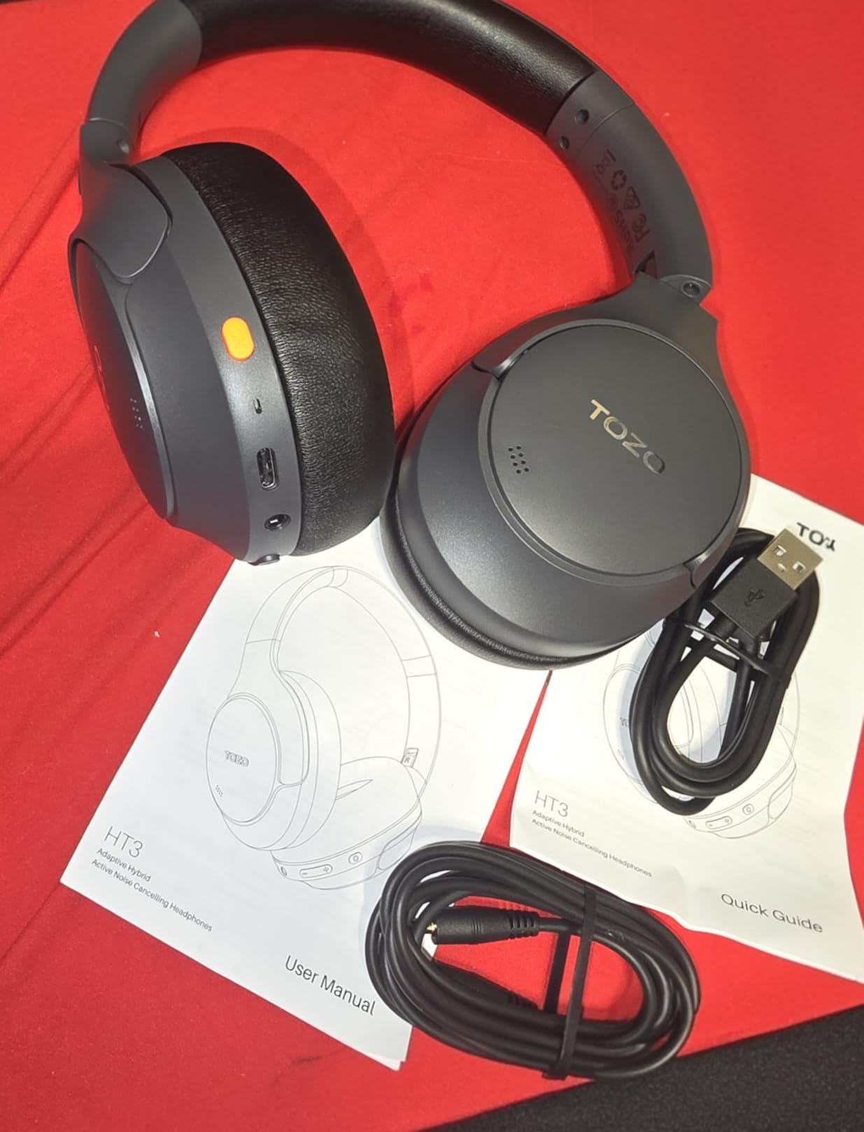 TOZO HT3 Hybrid Noise Cancelling Headphones, 90H Battery Life Wireless Over Ear Bluetooth 6.0 Foldable Headset, AI Voice Assistant with 5 Mics, Connect 2 Devices and Hi-Res Sound, 32 EQ Audio Presets customer photo 1