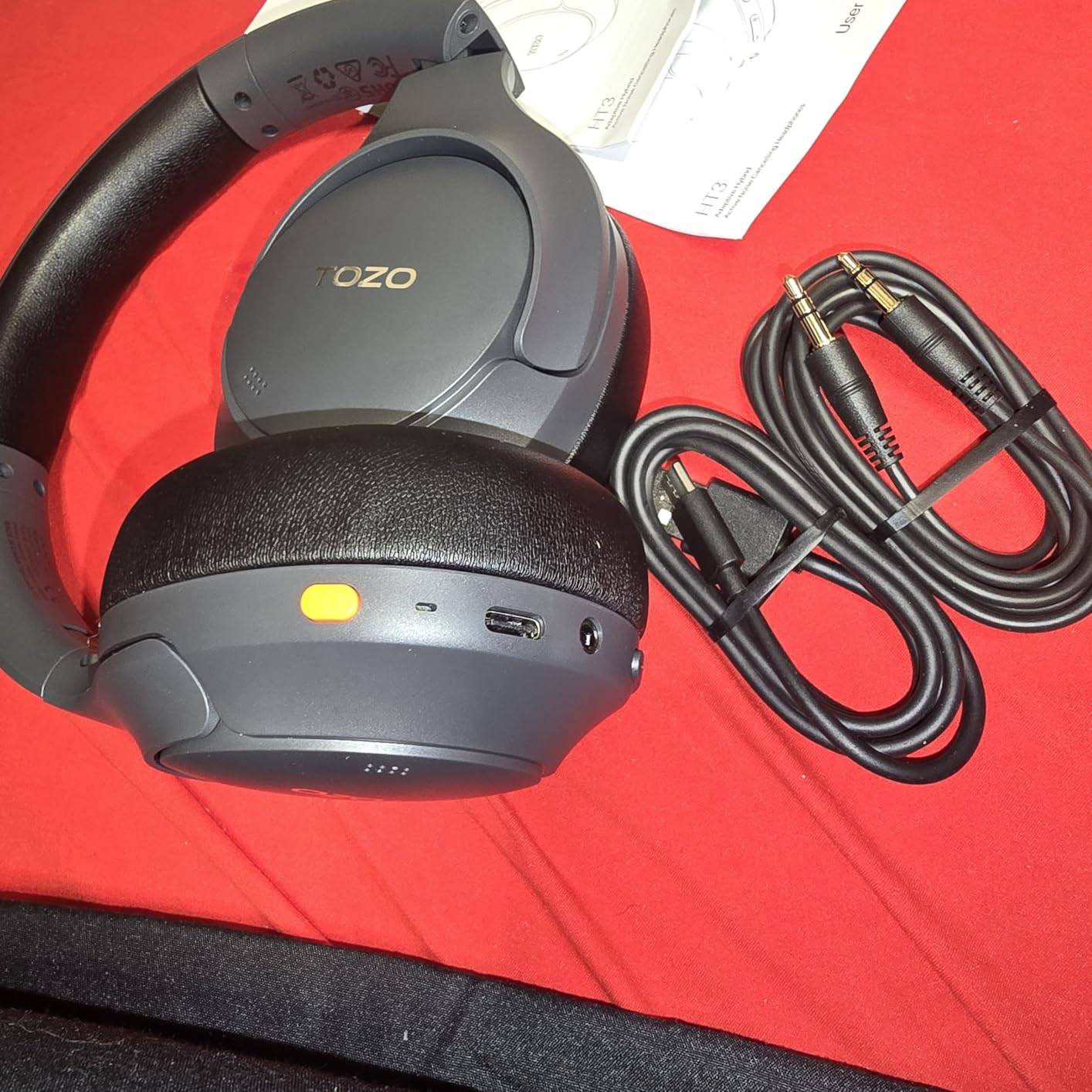 TOZO HT3 Hybrid Noise Cancelling Headphones, 90H Battery Life Wireless Over Ear Bluetooth 6.0 Foldable Headset, AI Voice Assistant with 5 Mics, Connect 2 Devices and Hi-Res Sound, 32 EQ Audio Presets customer photo 2