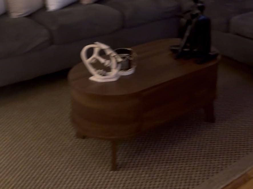 LYNCOHOME Fluted Lift Top Coffee Table with Storage, Modern Oval Coffee Table for Living Room or Home Office, Walnut Customer Review LYNCOHOME Fluted Lift Top Coffee Table with Storage, Modern Oval Coffee Table for Living Room or Home Office, Walnut - Customer Photo 1