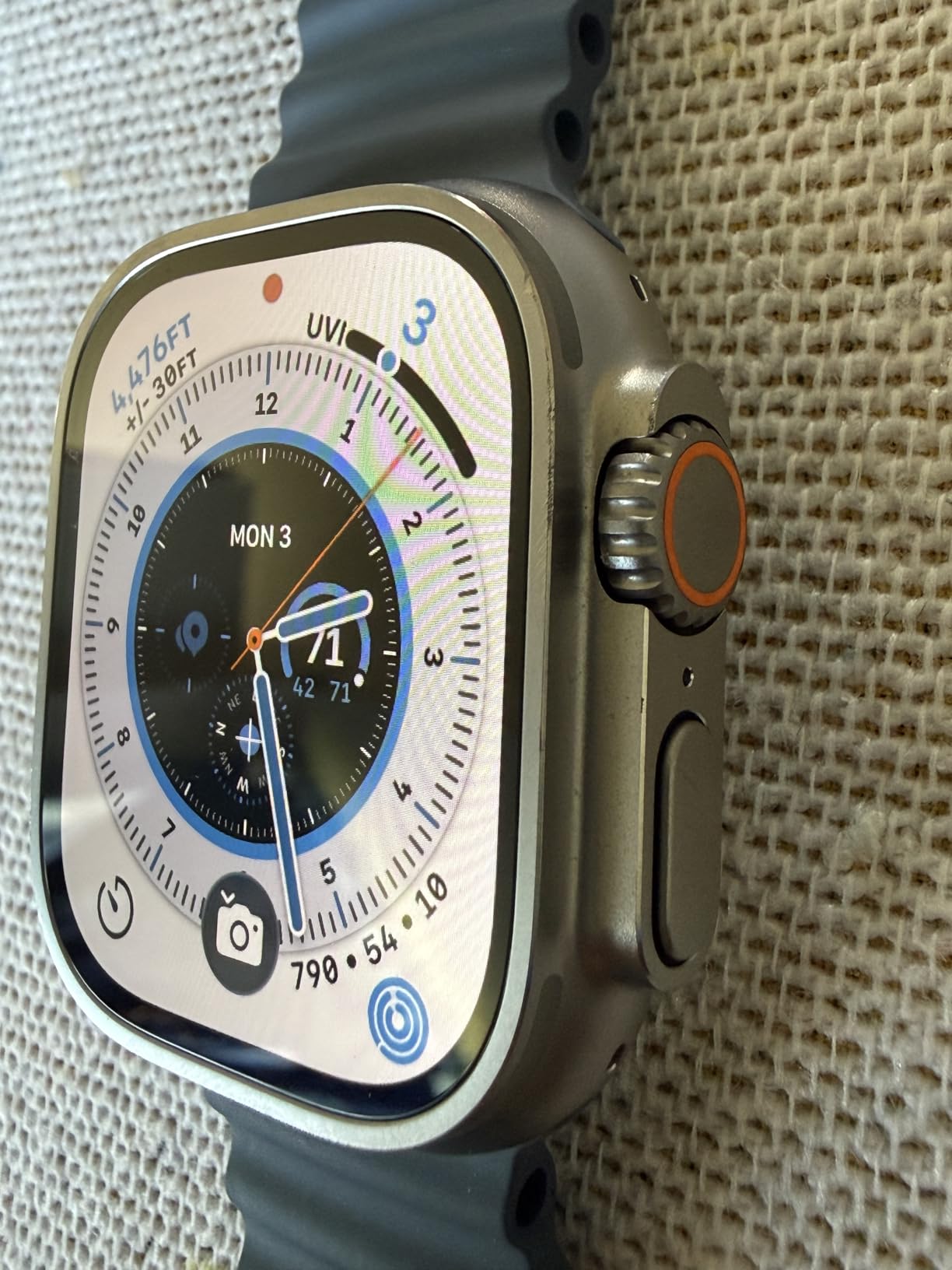 Apple Watch Ultra 3 [GPS + Cellular 49mm] Running & Multisport Smartwatch w/Rugged Titanium Case w/Anchor Blue Ocean Band. Satellite Communications, Advanced Health & Fitness Tracking - Customer Photo 2