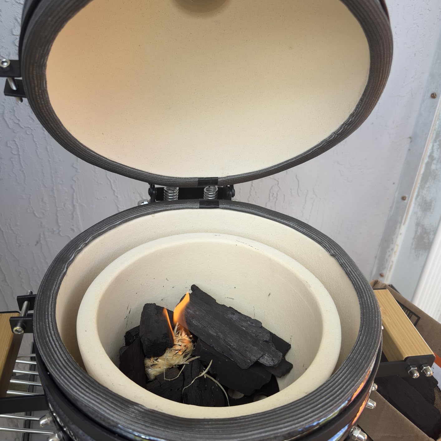 Upgraded 13 inch Ceramic Kamado Grill with Waterproof Air Vent Cap | Portable Tabletop Charcoal BBQ Grill Smoker - Customer Photo 1