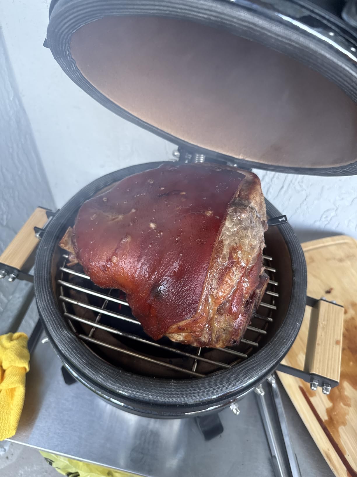Upgraded 13 inch Ceramic Kamado Grill with Waterproof Air Vent Cap | Portable Tabletop Charcoal BBQ Grill Smoker - Customer Photo 3