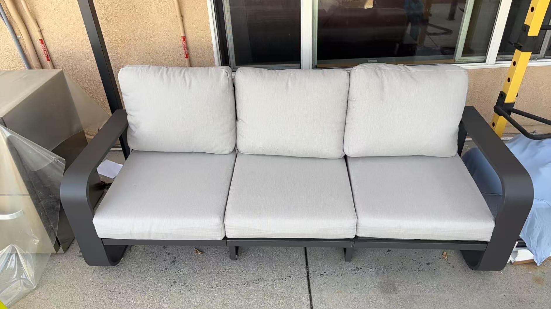 Aluminum Outdoor Patio Furniture Set 5 Piece, Oversized Patio Conversation Sets Widened Armrest & Ultra-Thick Cushions, Deep Seating Modern Sectional Furniture for Backyard, Porch, Gray - Customer Photo 1