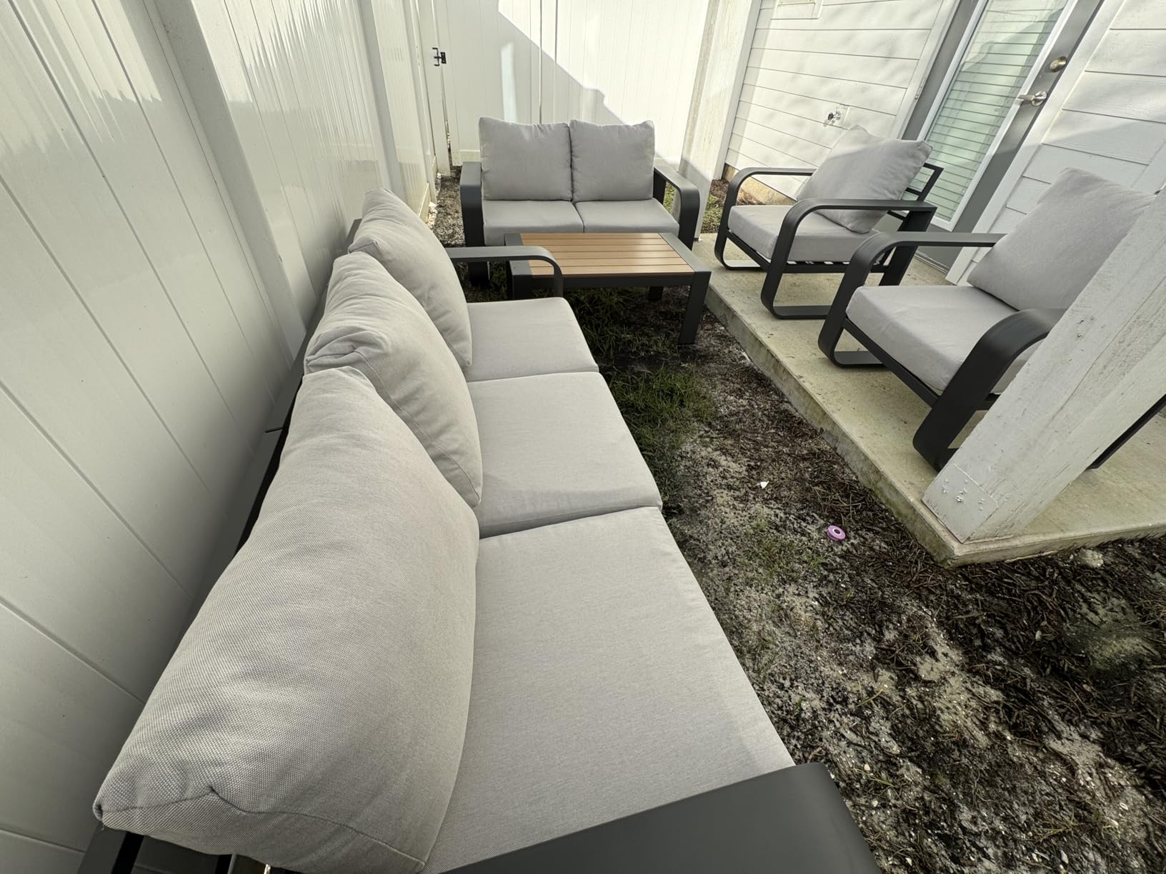 Aluminum Outdoor Patio Furniture Set 5 Piece, Oversized Patio Conversation Sets Widened Armrest & Ultra-Thick Cushions, Deep Seating Modern Sectional Furniture for Backyard, Porch, Gray - Customer Photo 3