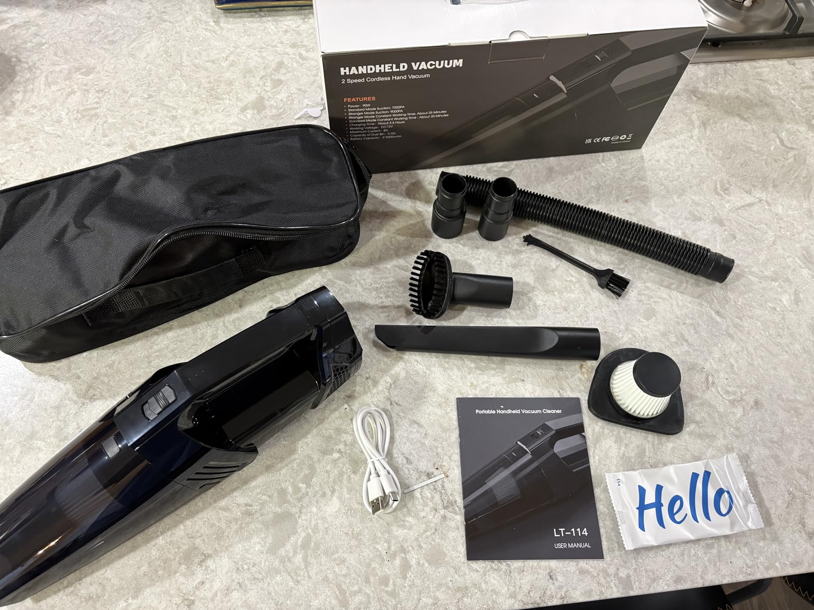Handheld Vacuum Cordless Portable Car Vacuum with LED Light, High Power Suction, 3 in 1, Lightweight Rechargeable Hand Vacuum, Hand Held Vacuum Cleaner for Car Home Office, Pet Hair, Black Customer Review Handheld Vacuum Cordless Portable Car Vacuum with LED Light, High Power Suction, 3 in 1, Lightweight Rechargeable Hand Vacuum, Hand Held Vacuum Cleaner for Car Home Office, Pet Hair, Black - Customer Photo 1