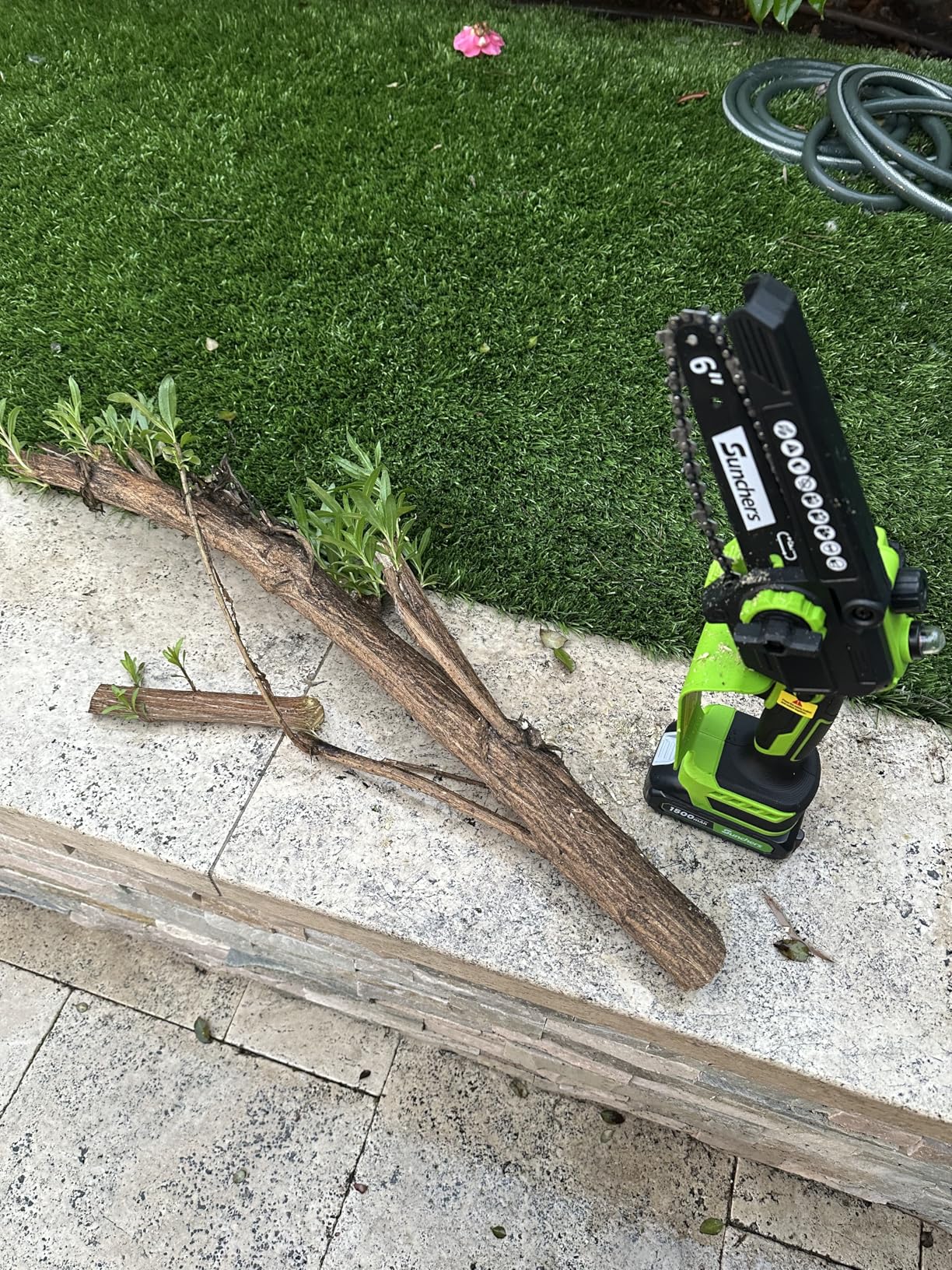 Mini Chainsaw Cordless, 6 Inch Electric Chainsaw with 2 Battery, Handheld Battery Powered Chain Saw with Auto Oiler, Gardening Tool Saw for Wood/Tree Cutting, Gifts for Dad, Men, Husband for Christmas - Customer Photo 1
