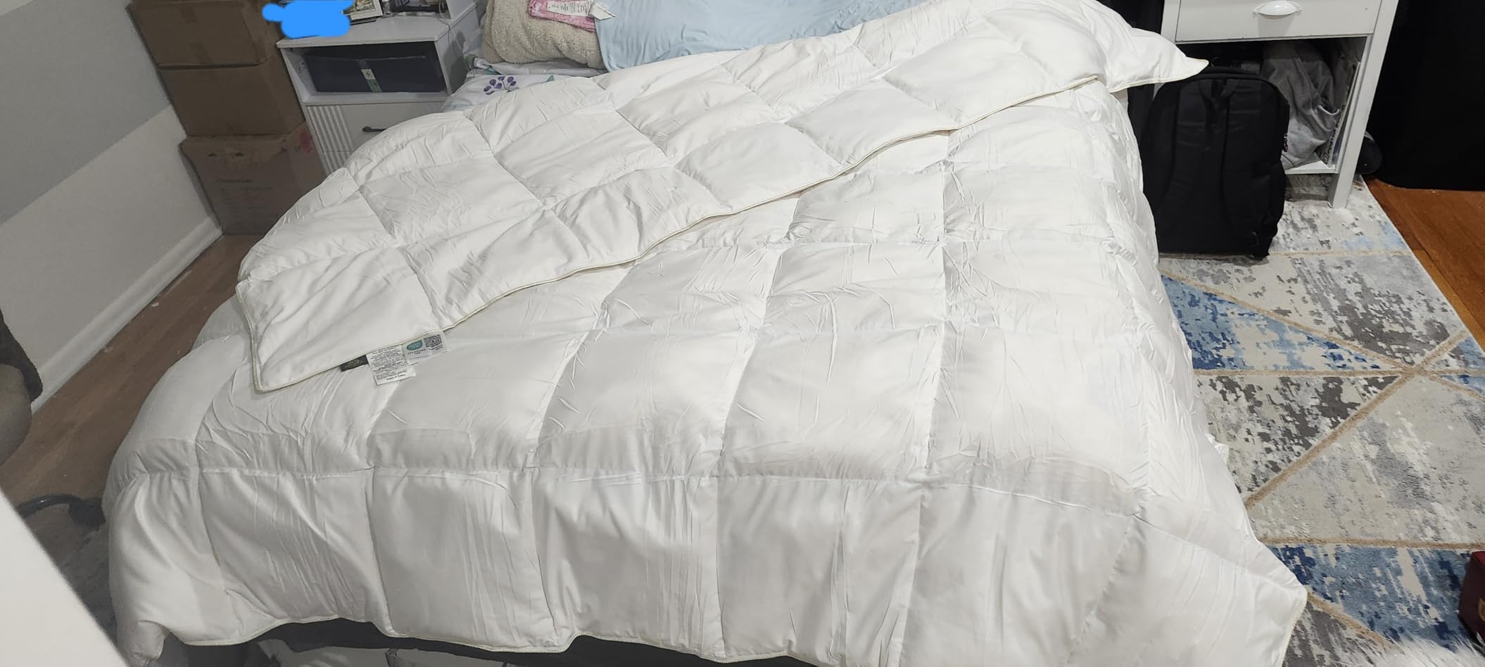 L LOVSOUL Down Comforter Queen Size, 850+ Fill Power Hotel Style Bedding Comforter, 1200TC, Fluffy Ultra Soft All Season White Duvet Insert with 8 Corner Tabs - Customer Photo 1
