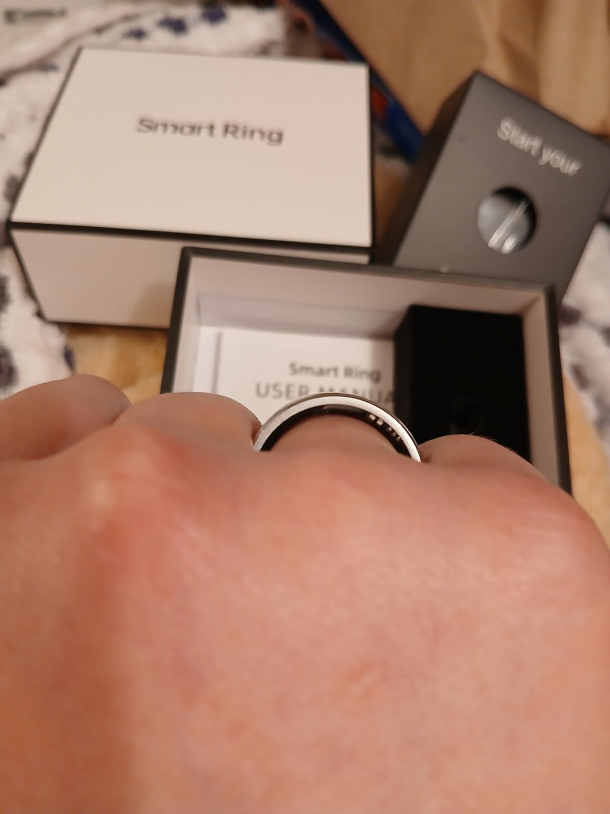Smart Health Ring, Featuring Stress and Sleep Monitoring Functions, Compatible with iOS and Android, Waterproof Fitness Tracker for Women & Men, No Subscription Fee. (Silver, 9) - Customer Photo 1