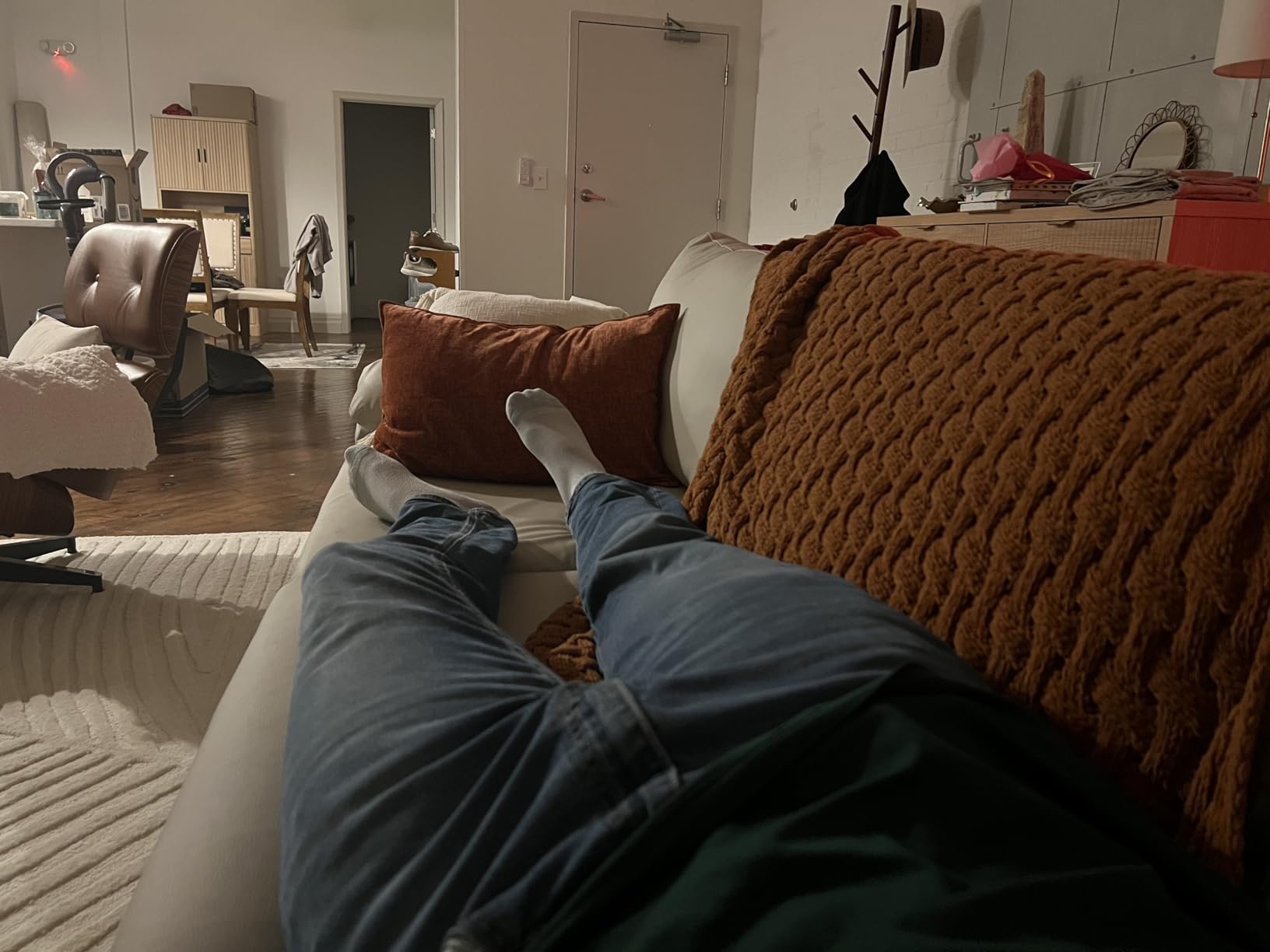 EASE MOOSE Leather Sectional Couch, Oversized Modular Sectional Sofas, Wide Deep Seat Modular Couch, Scratch Resistant Faux Leather Material, L Shaped Sofa for Big Spaces, Beige - Customer Photo 1