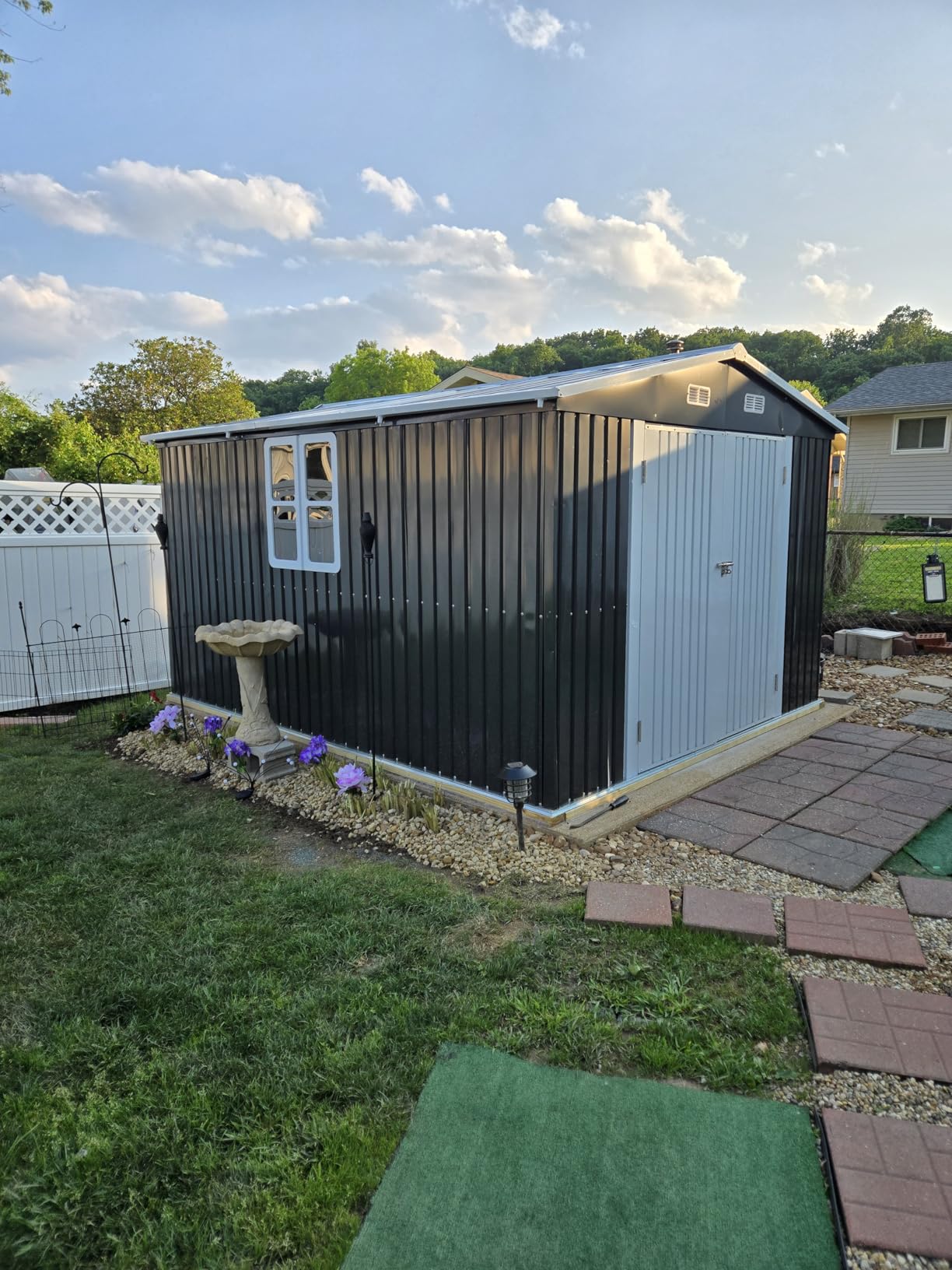 AMERLIFE 13x21x8 FT Heavy Duty Metal Garage Shed, Extra Large Outdoor Storage Shed with Double Hinged Doors, 4 Windows, Carport for Cars, Boats, Trucks and Equipment Storage, Dark Gray Customer Review AMERLIFE 13x21x8 FT Heavy Duty Metal Garage Shed, Extra Large Outdoor Storage Shed with Double Hinged Doors, 4 Windows, Carport for Cars, Boats, Trucks and Equipment Storage, Dark Gray - Customer Photo 2