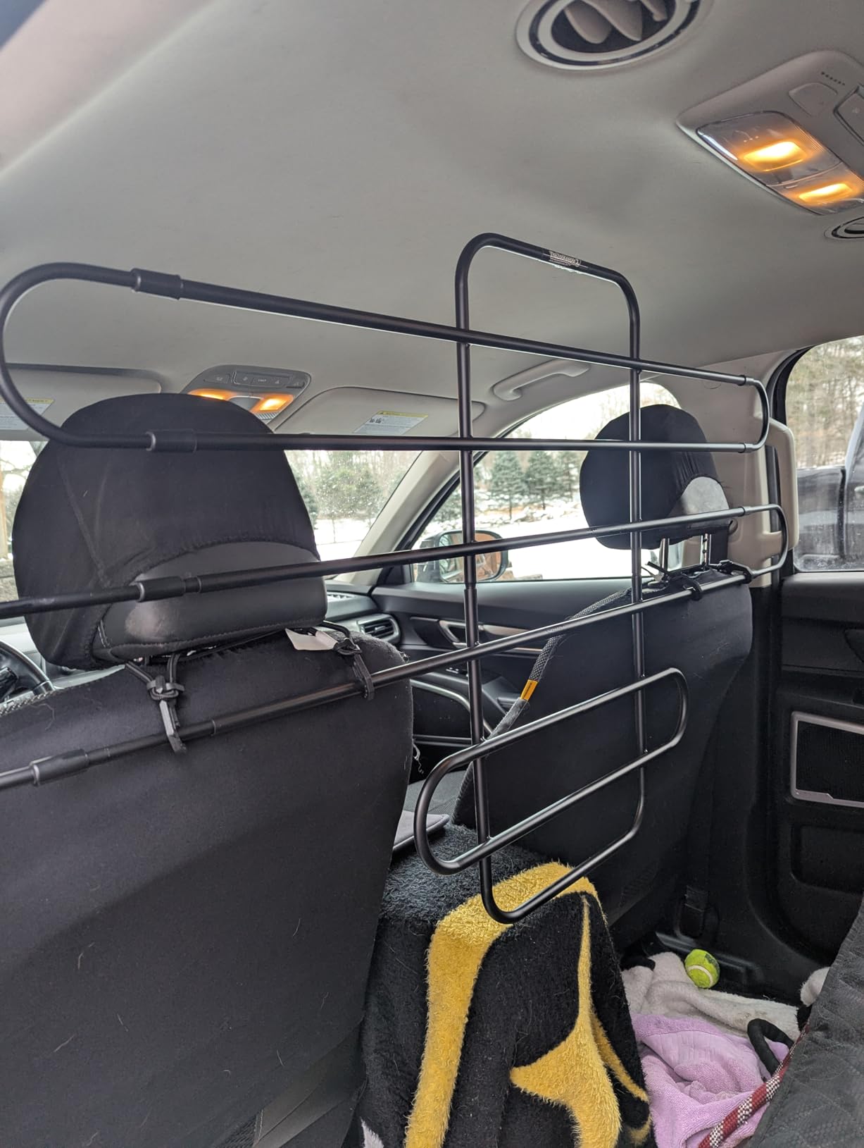 The Original Zookeeper Car, SUV, Truck Dog Barrier: Adjustable Universal for All Vehicles - Moves with Your Vehicle Seats. Tilt. Slide. Recline. Easy Install - Strong Metal Tubing Gate Pet Divider customer photo 2
