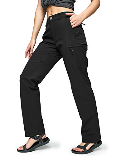 MIER Women's Quick Dry Cargo Pants Lightweight Tactical Hiking Pants with 6 Pockets, Stretchy and Water-Resistant, Black, 2 - 