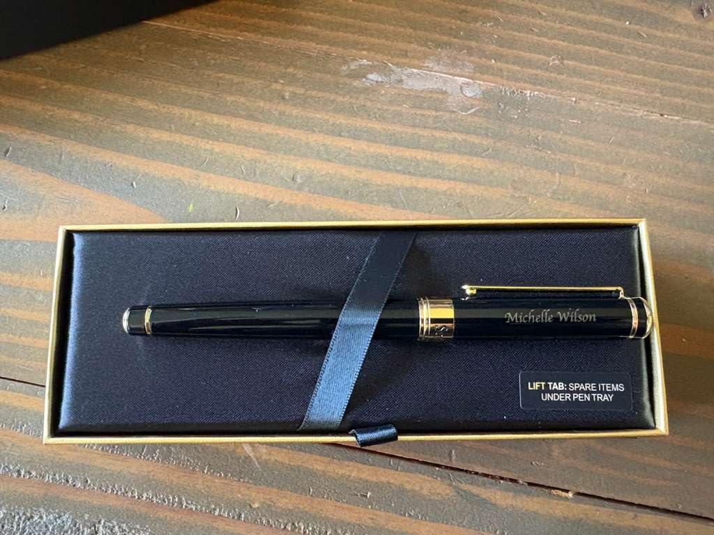 Scriveiner Black Lacquer Rollerball Pen - Stunning Luxury Pen, Real Gold Plating, Schmidt Ink Refill, Best Roller Ball Gift Set for Men & Women, Professional, Executive Office, Nice Pens customer photo 2