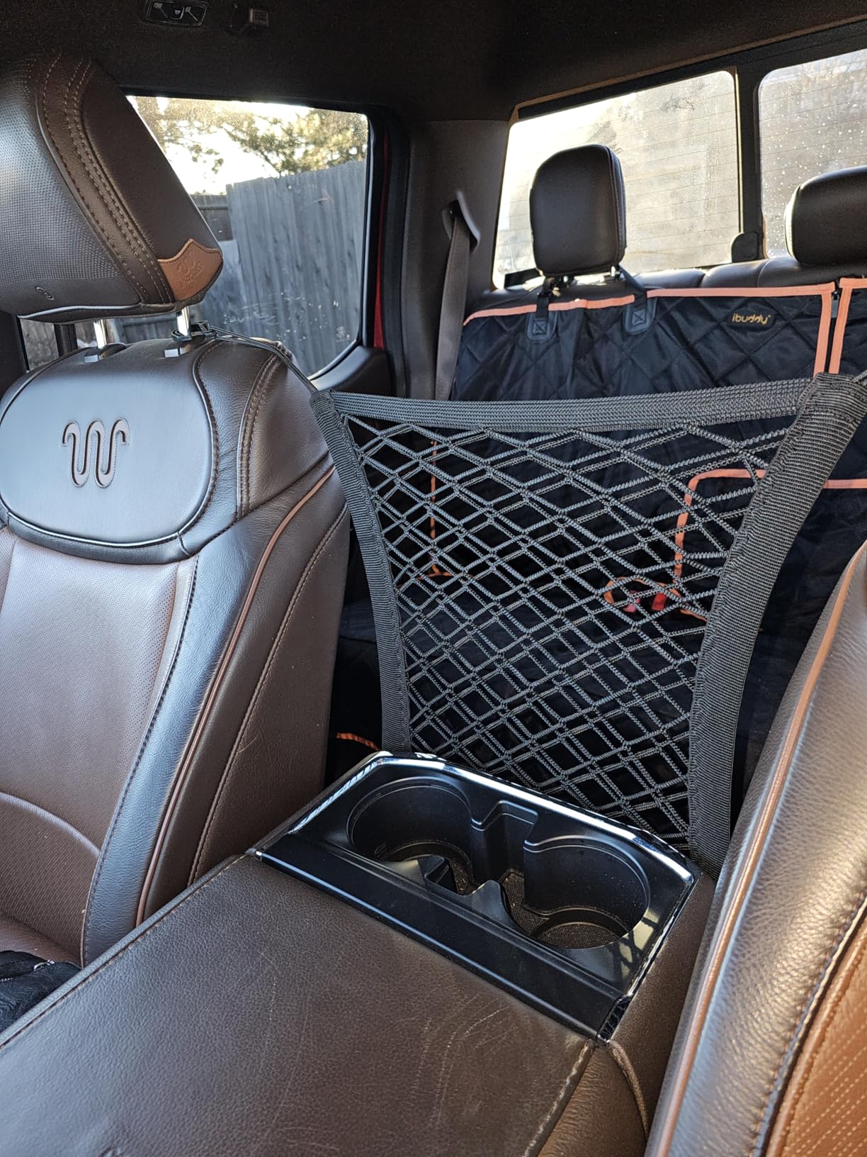 DYKESON Dog Car Net Barrier Pet Barrier with Car Mesh Organizer for Dog & Child, Safety Divider with Storage Pouch, Easy Install for Cars & SUVs customer photo 2