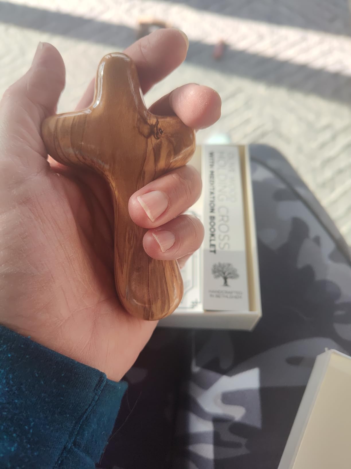 Olive Wood Boys Baptism Cross Gift Box - Deluxe Handcrafted Wooden Cross From Holy Land of Bethlehem - Handheld Baptism Keepsake w/ Certificate & Scripture Card - Ideal for Catholic and Christian Baptism customer photo 1