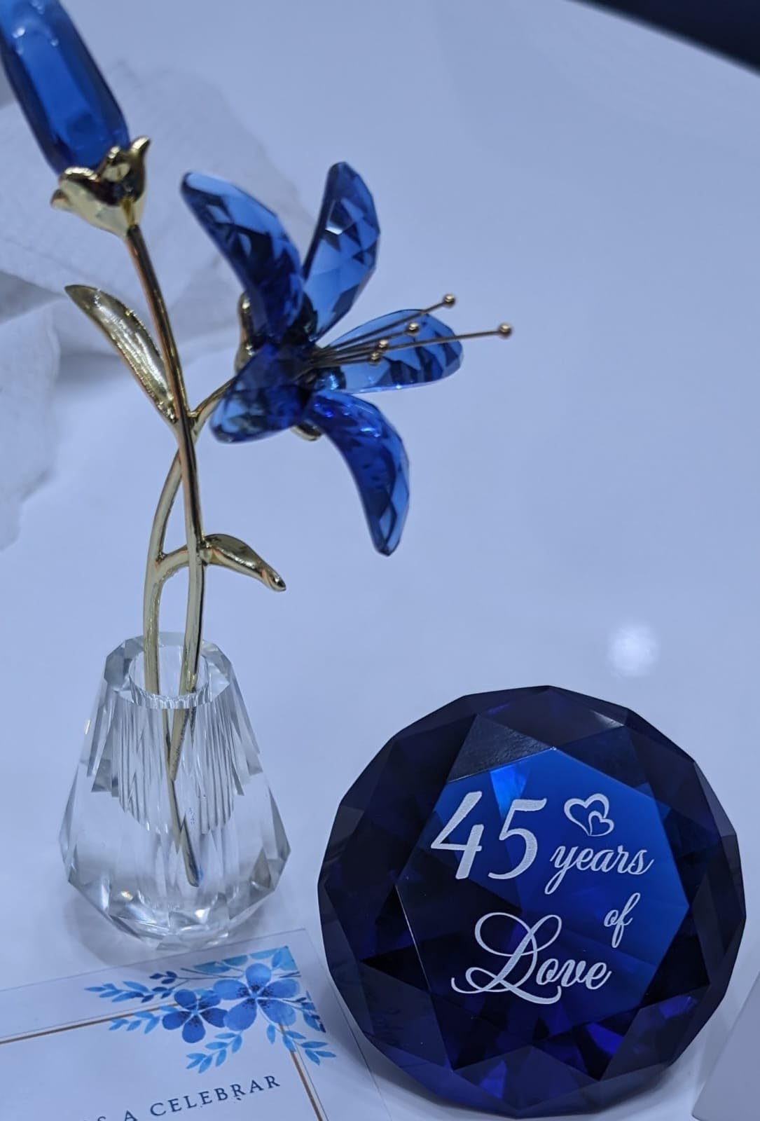 YWHL Happy 40th Wedding Anniversary Romantic Gifts for Her Him, Ruby Wedding Gifts for Her, 40 Years of Love Present for Couple, Red K9 Crystal Diamond Decoration customer photo 1