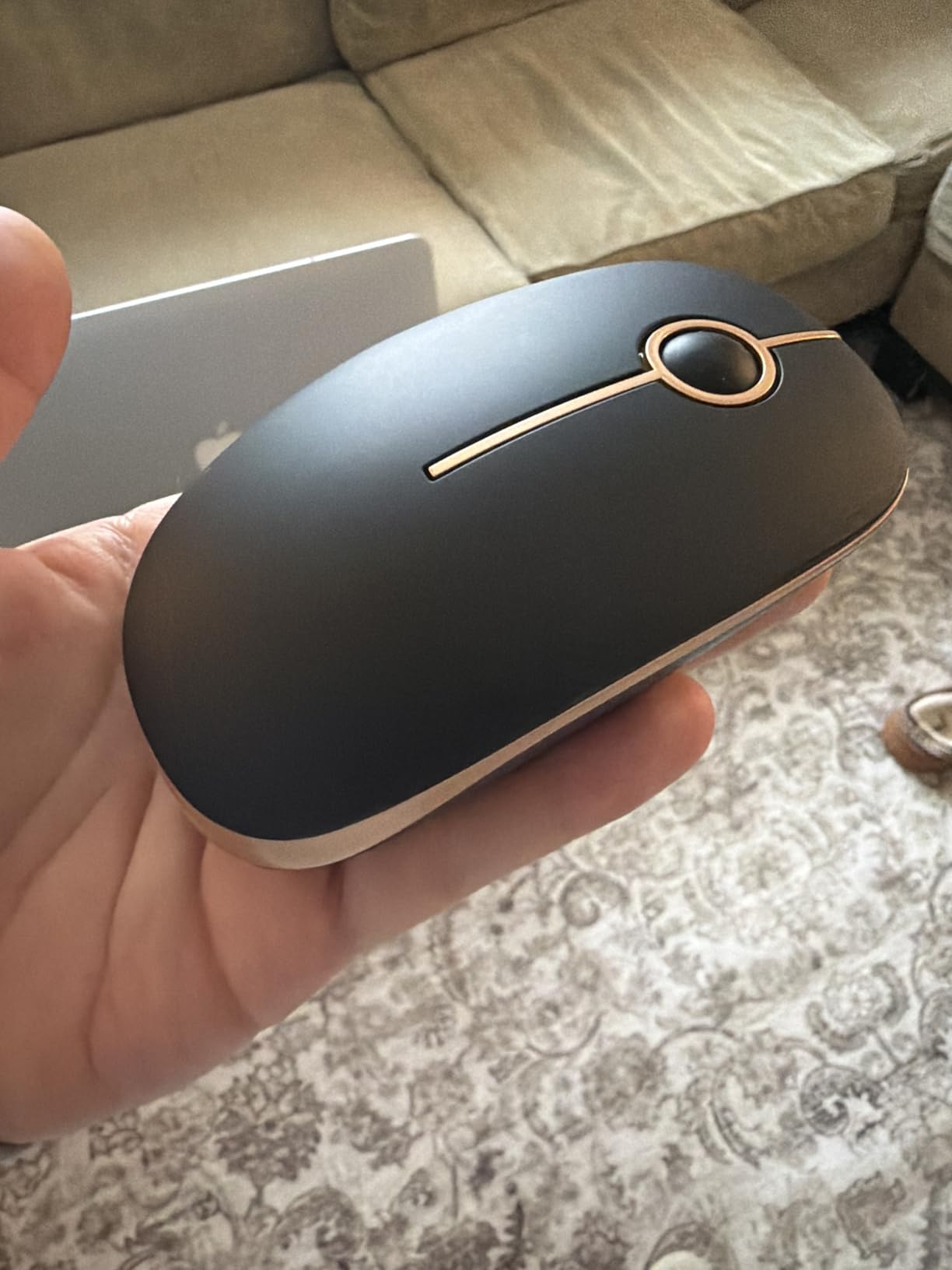 VssoPlor Wireless Mouse, 2.4G Slim Portable Computer Laptop Mouse with Nano Receiver Quiet Silent Optical Mice for Notebook, PC, Laptop, Computer-Black and Gold customer photo 2