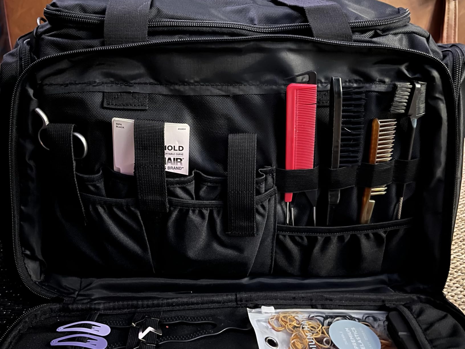 BAFASO Large Capacity Hairdresser Bag with Adjustable Dividers, Travel Barber Case Holds Various Hair Cutting Tools (NO ACCESSORIES), Black customer photo 1