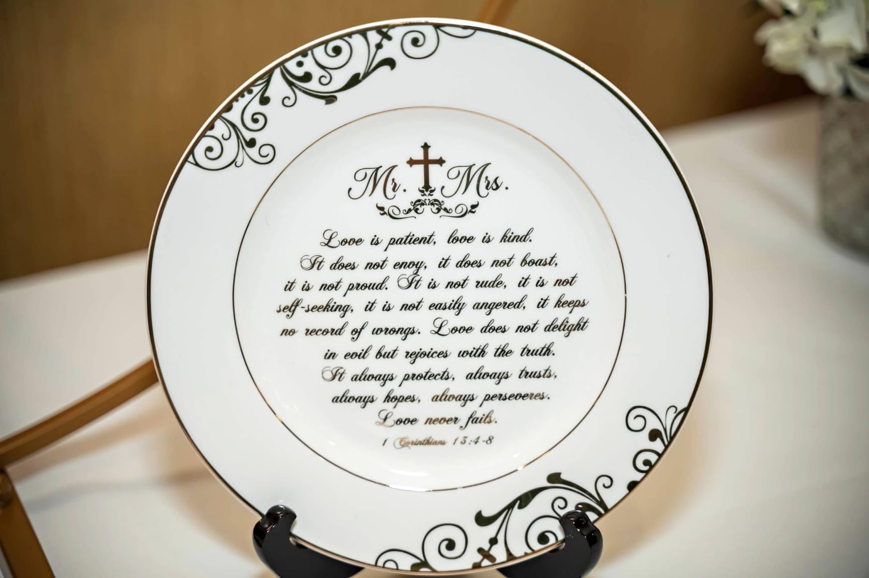 40th Anniversary Wedding Gifts for Wife - 40 Year Anniversaty Plate with 24k Gold Foil, Happy Decorations for Couple Parents Him Her Husband, Ceramic 9