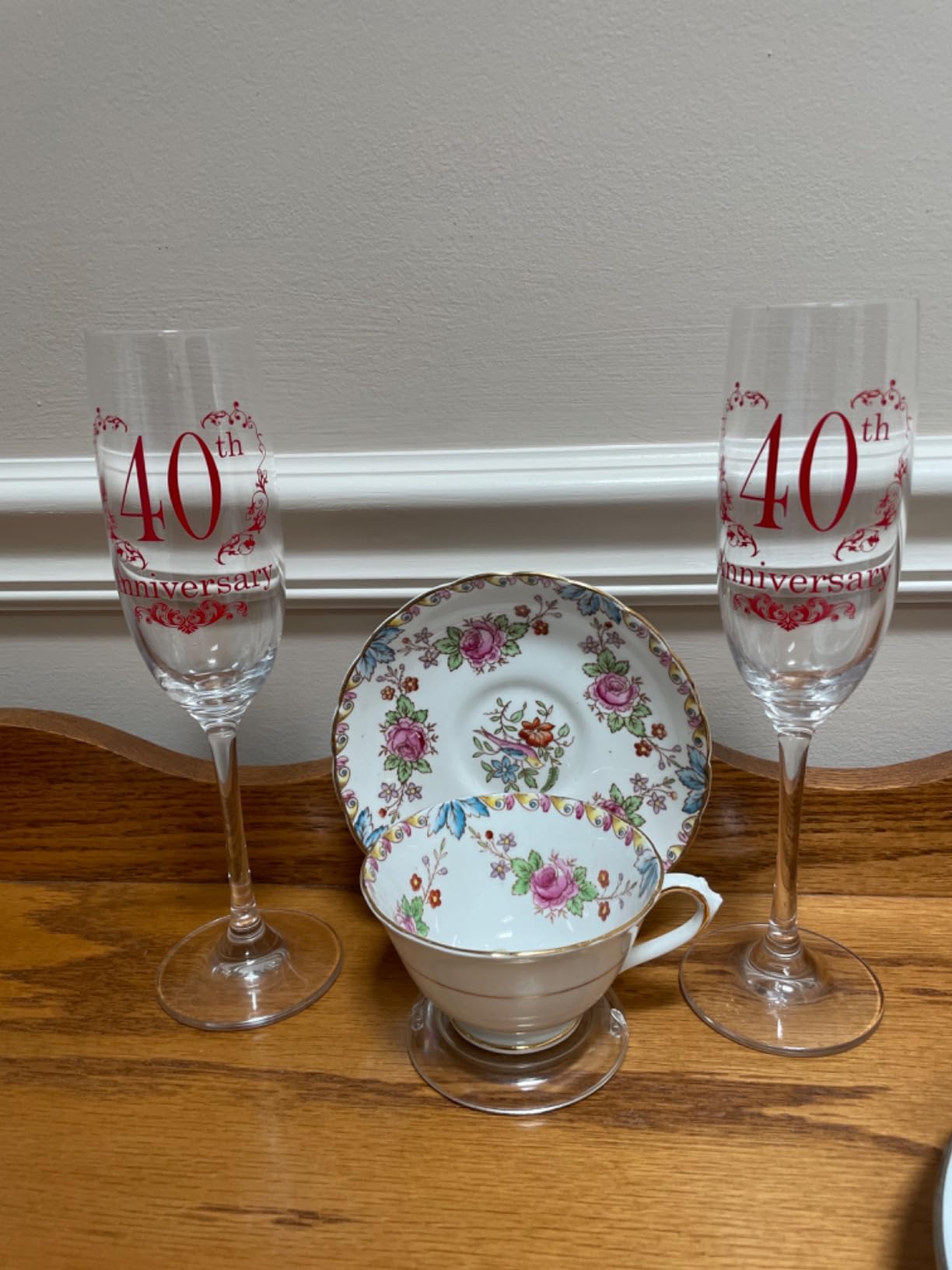 40th Anniversary Champagne Flutes, 40th Wedding Anniversary Couple Gifts, Wedding Anniversary Champagne Flutes Glasses Set of 2, Couples gifts, Anniversary 40th Gifts for Parents customer photo 2