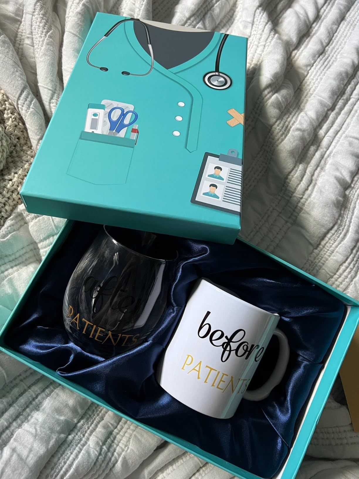 Before Patients After Patients Gift Set 11 oz Coffee Mug and 18 oz Stemless Wine Glass with Gift Package for Dentist Nurses Day Graduation Gifts customer photo 1