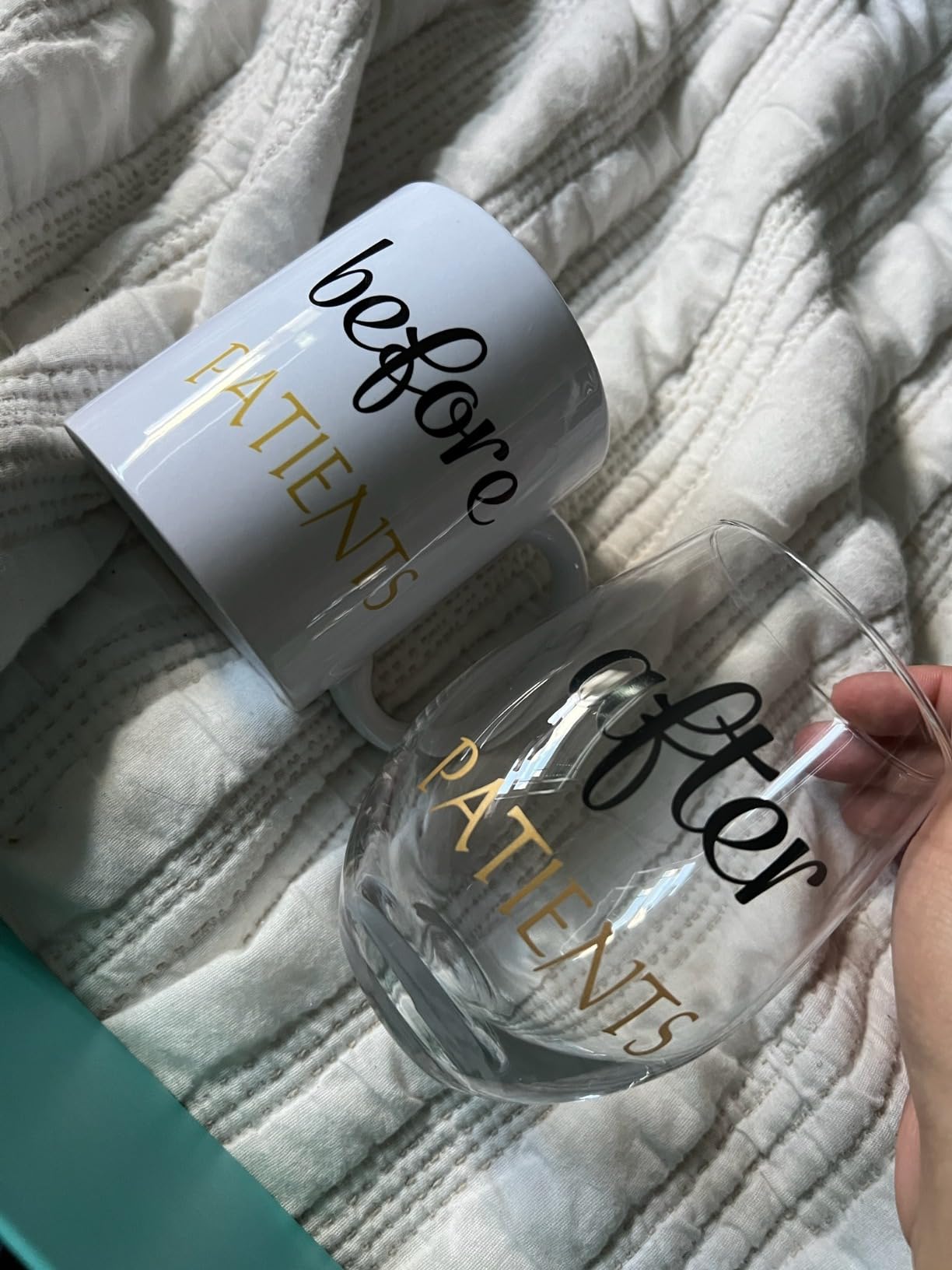 Before Patients After Patients Gift Set 11 oz Coffee Mug and 18 oz Stemless Wine Glass with Gift Package for Dentist Nurses Day Graduation Gifts customer photo 2