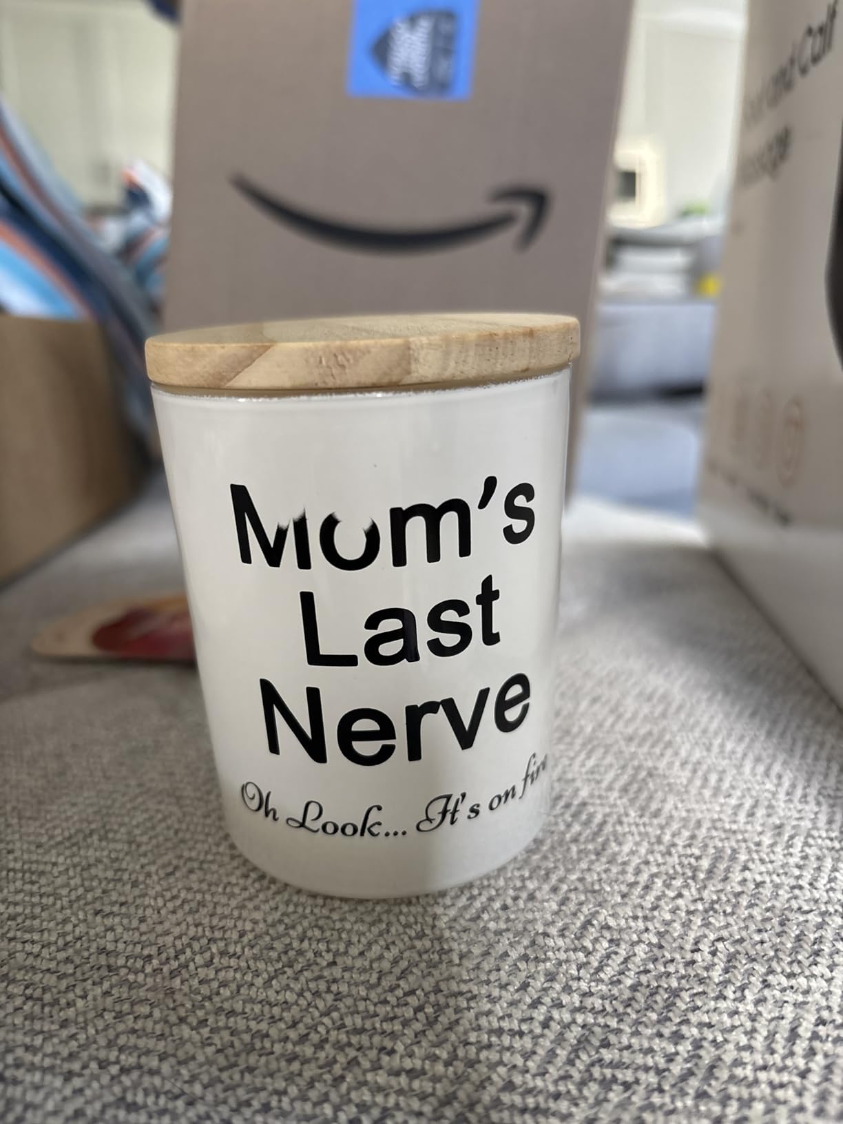 BFJLIFE Candle Gifts for Mom from Daughter Son Funny Cool Unique Mothers Day Christmas Birthday Gifts for Mom Stocking Stuffers Moms Last Nerve Oh Look Its On Fire Lavender Scented Soy Candle customer photo 1