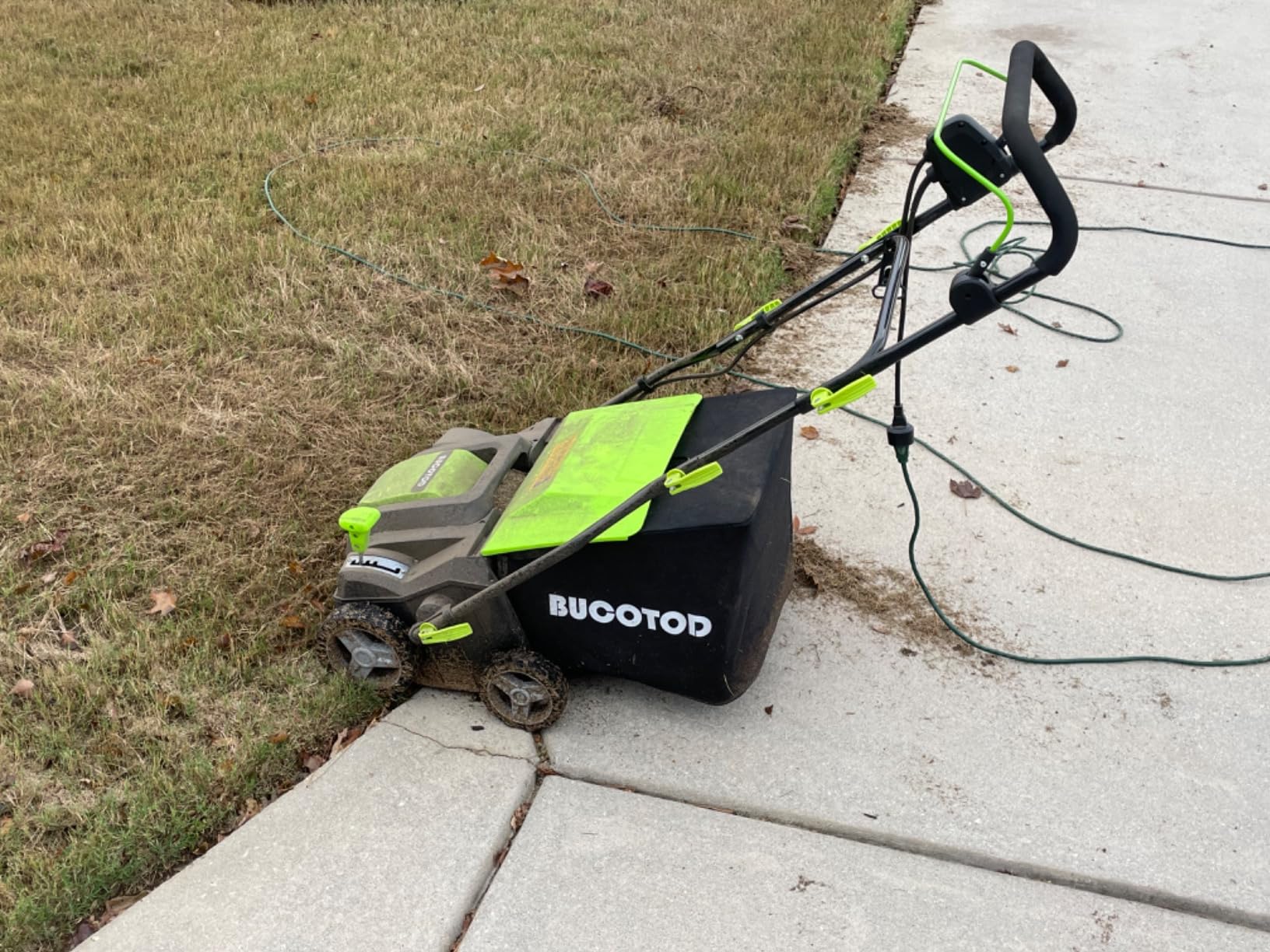 2-in-1 Dethatcher & 16-Inch Scarifier Electric Corded, 15 Amp Copper Motor, Electric Lawn Dethatcher with 5-Position Depth Adjustment, 14.5 gal Thatch Bag,Walk Behind for Yard Lawn Garden Care customer photo 2