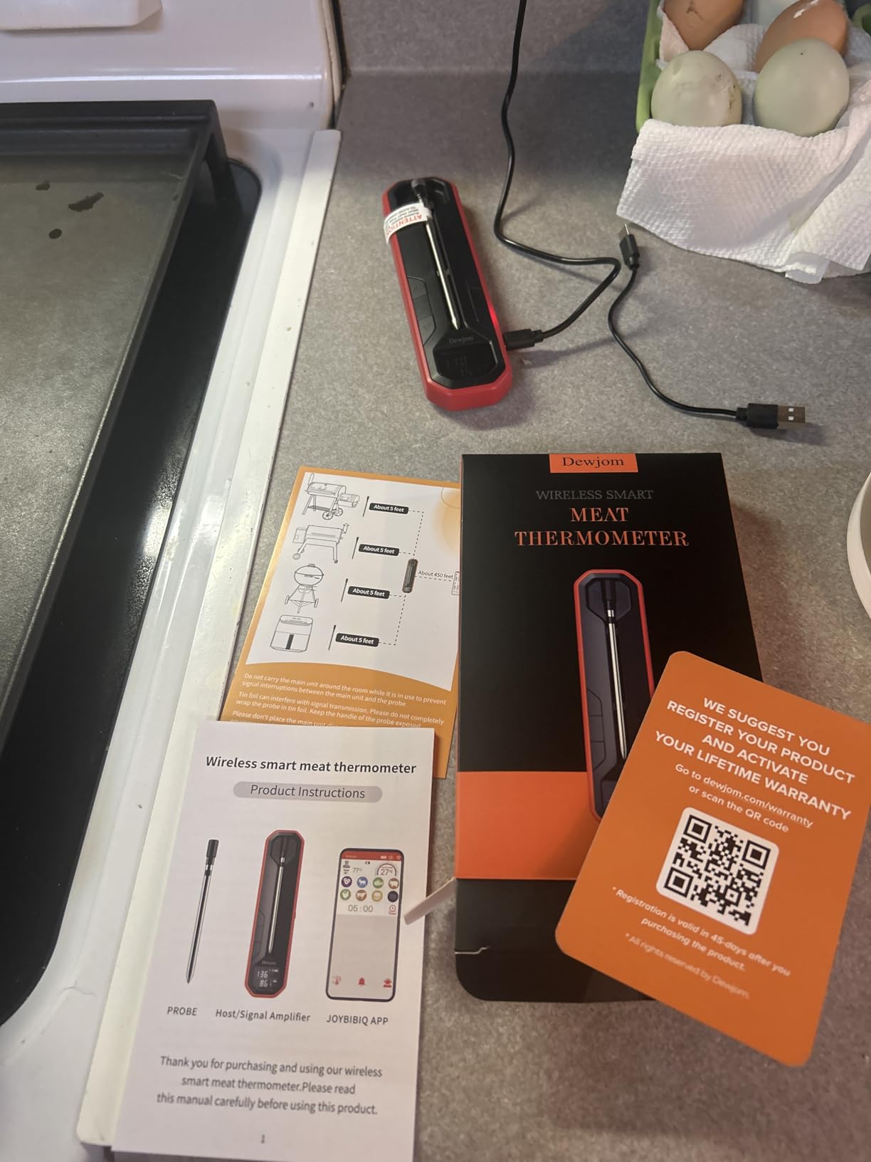 Wireless Meat Thermometer - Digital Cooking Thermometer with Wireless Probe - 500Ft Remote Range Food Thermometer - with iOS & Android Read App -Preprogrammed Temperatures for BBQ, Oven, Grill customer photo 2