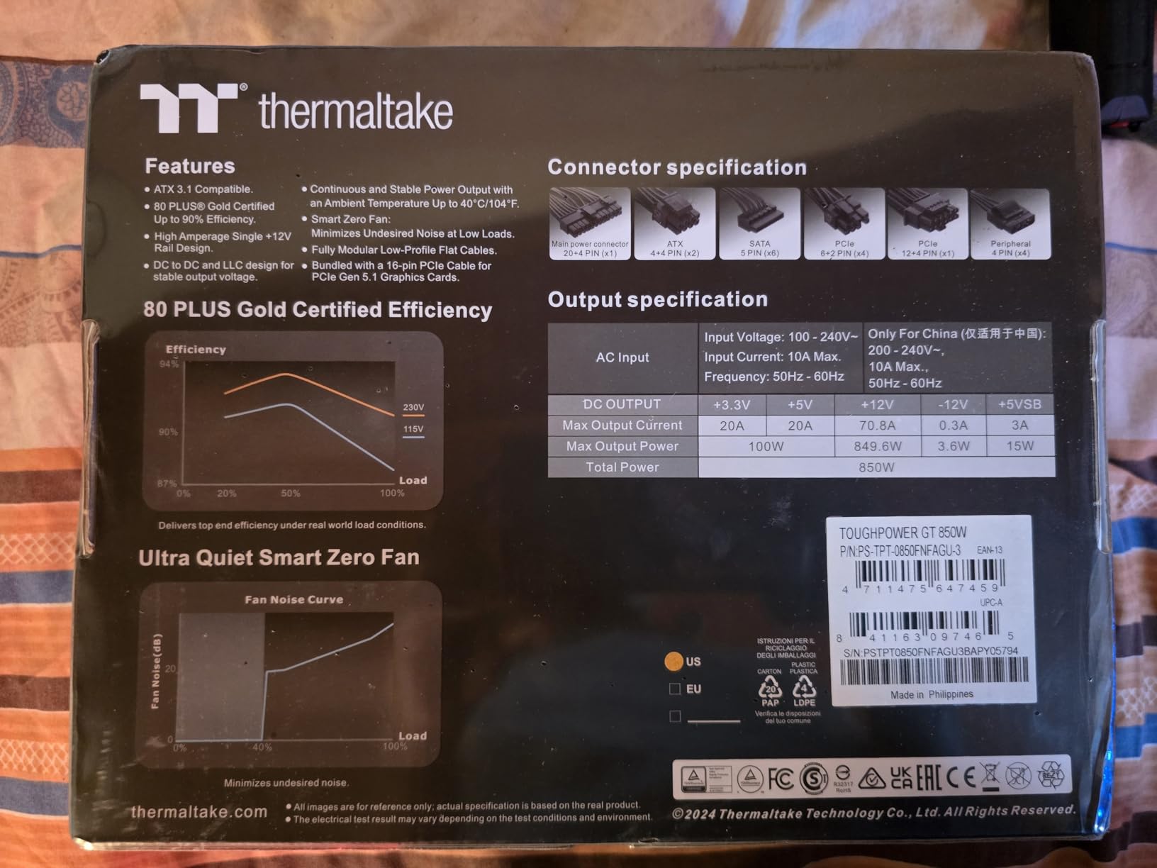 Thermaltake Toughpower GT 850W ATX 3.1 Standard Power Supply; 80 Plus Gold Efficiency; Smart Zero Fan; Native 450W PCIe 5.1 Connector; PS-TPT-0850FNFAGU-3; 5 Year Warranty customer photo 2