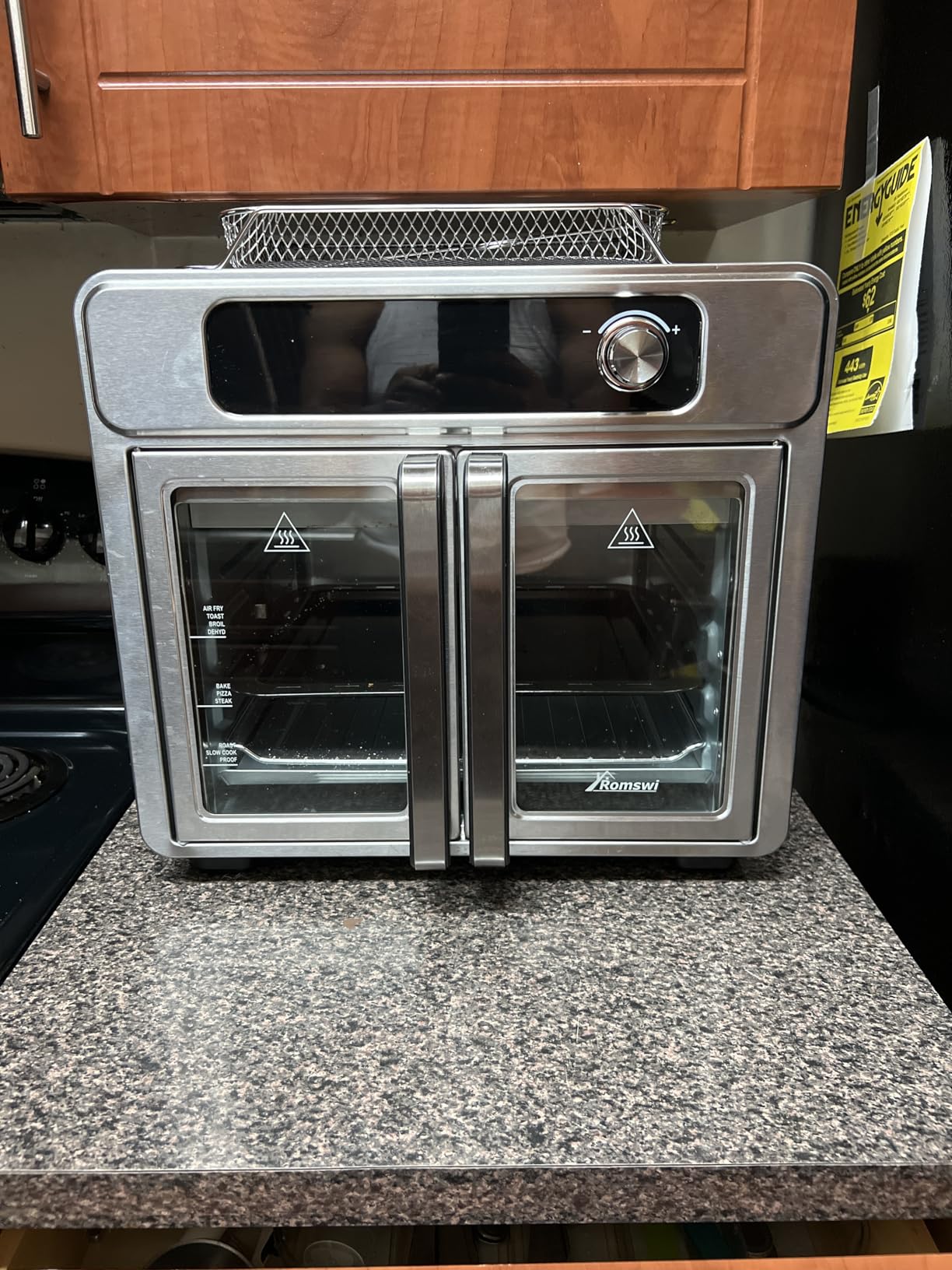 Romswi 26QT French Door Air Fryer Toaster Oven Combo, 24 Cooking Functions and Digital Controls, Fits 12