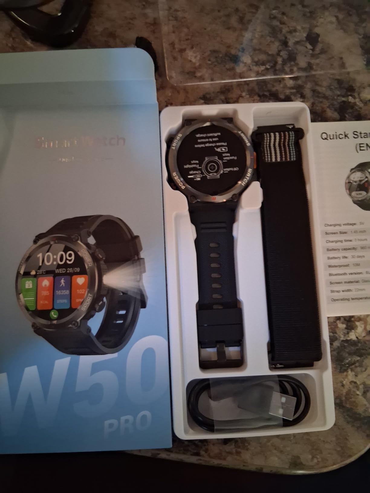 Military Smart Watch for Men(Answer/Make Calls),Outdoor Smartwatch with 100 Days Battery/Flashlight/Compass/Heart Rate/SpO2/Sleep Monitor/2 Straps, Rugged Fitness Watch for iPhone/Android Phones customer photo 1